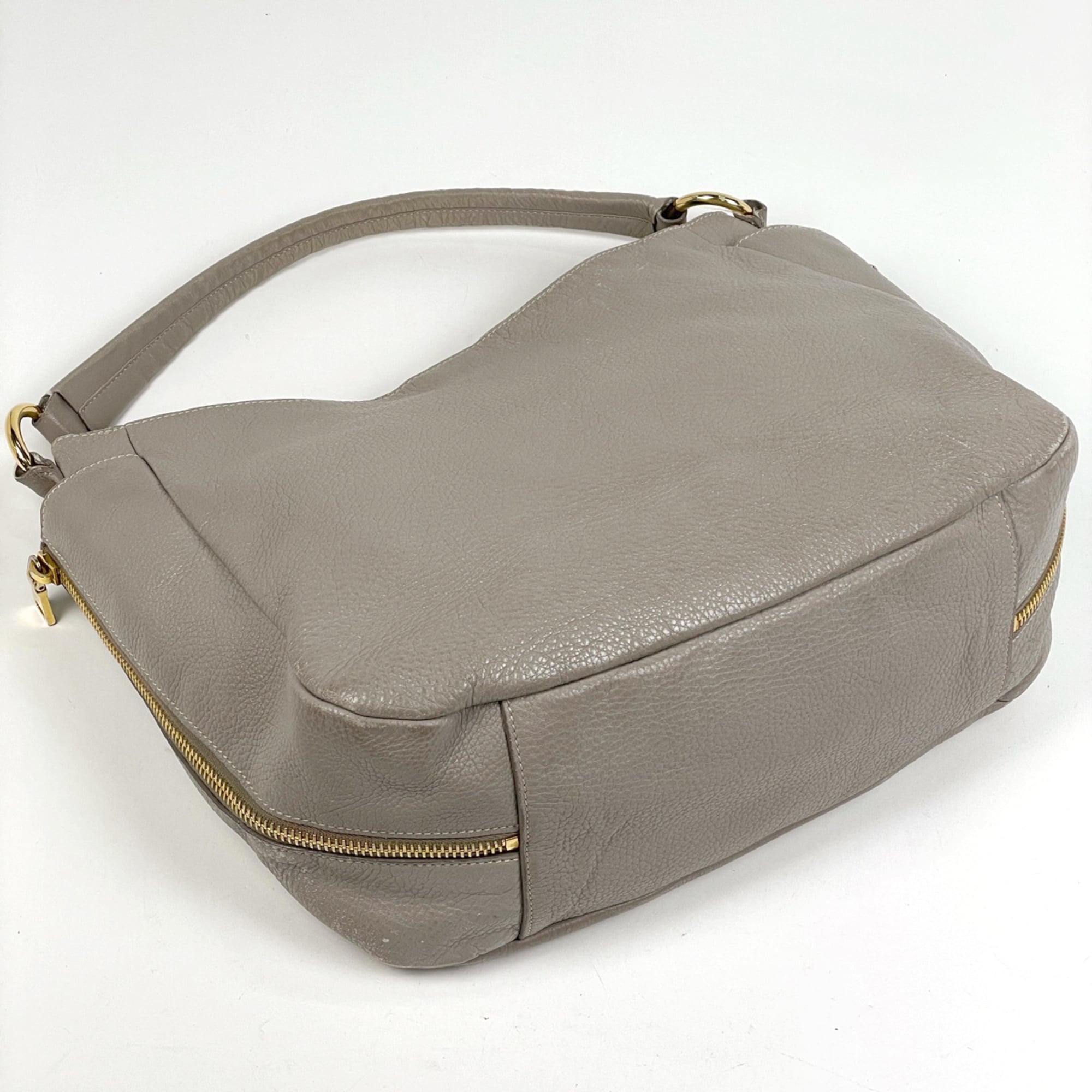 Prada Gray Leather Shoulder Bag (Pre-Owned)