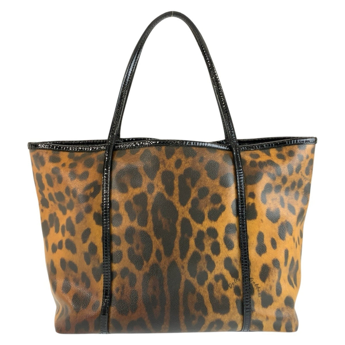 Dolce & Gabbana Black Brown Patent Leather Pvc Shoulder Bag Tote Bag (Pre-Owned)