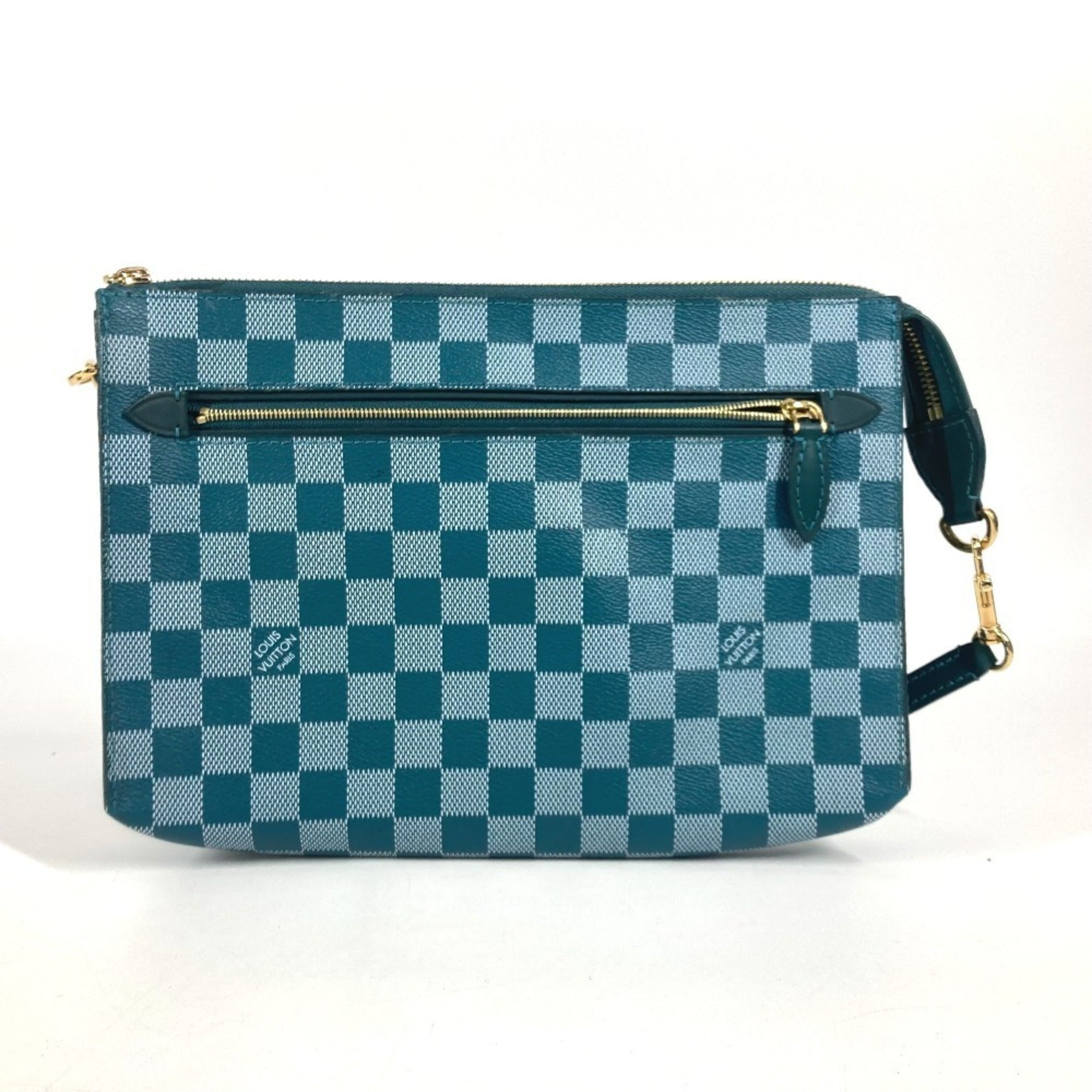 Louis Vuitton Cyan Green Pvc Leather Clutch Bag Shoulder Bag (Pre-Owned)