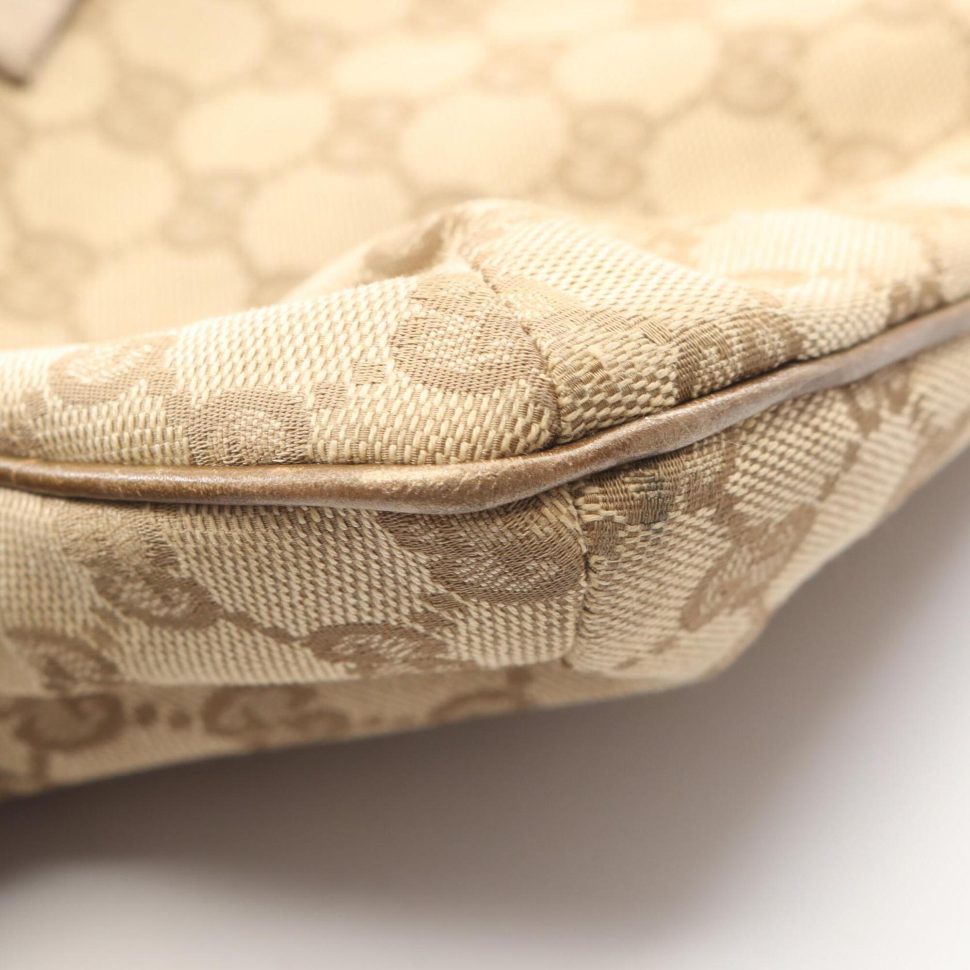 Gucci Beige Canvas Leather Handbag Shoulder Bag (Pre-Owned)
