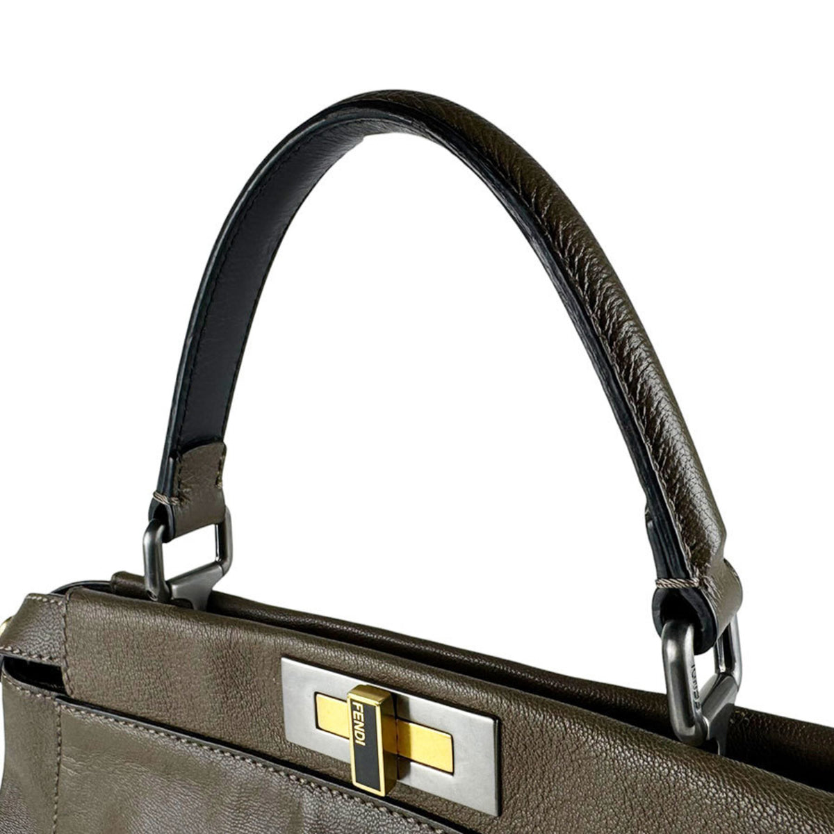 Fendi Khaki Brown Leather Handbag Shoulder Bag (Pre-Owned)