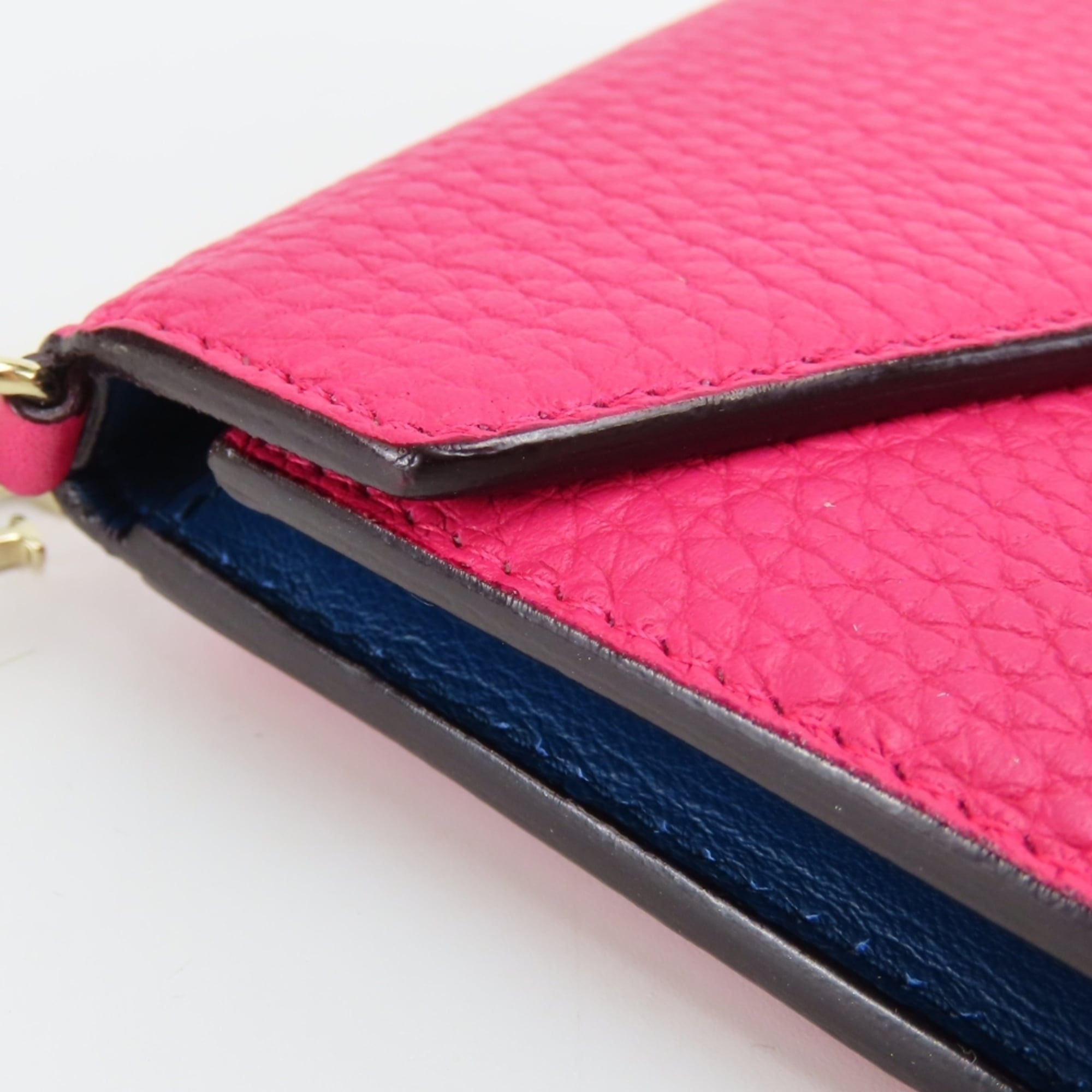 Christian Dior Navy Pink Leather Wallet (Tri-Fold) (Pre-Owned)