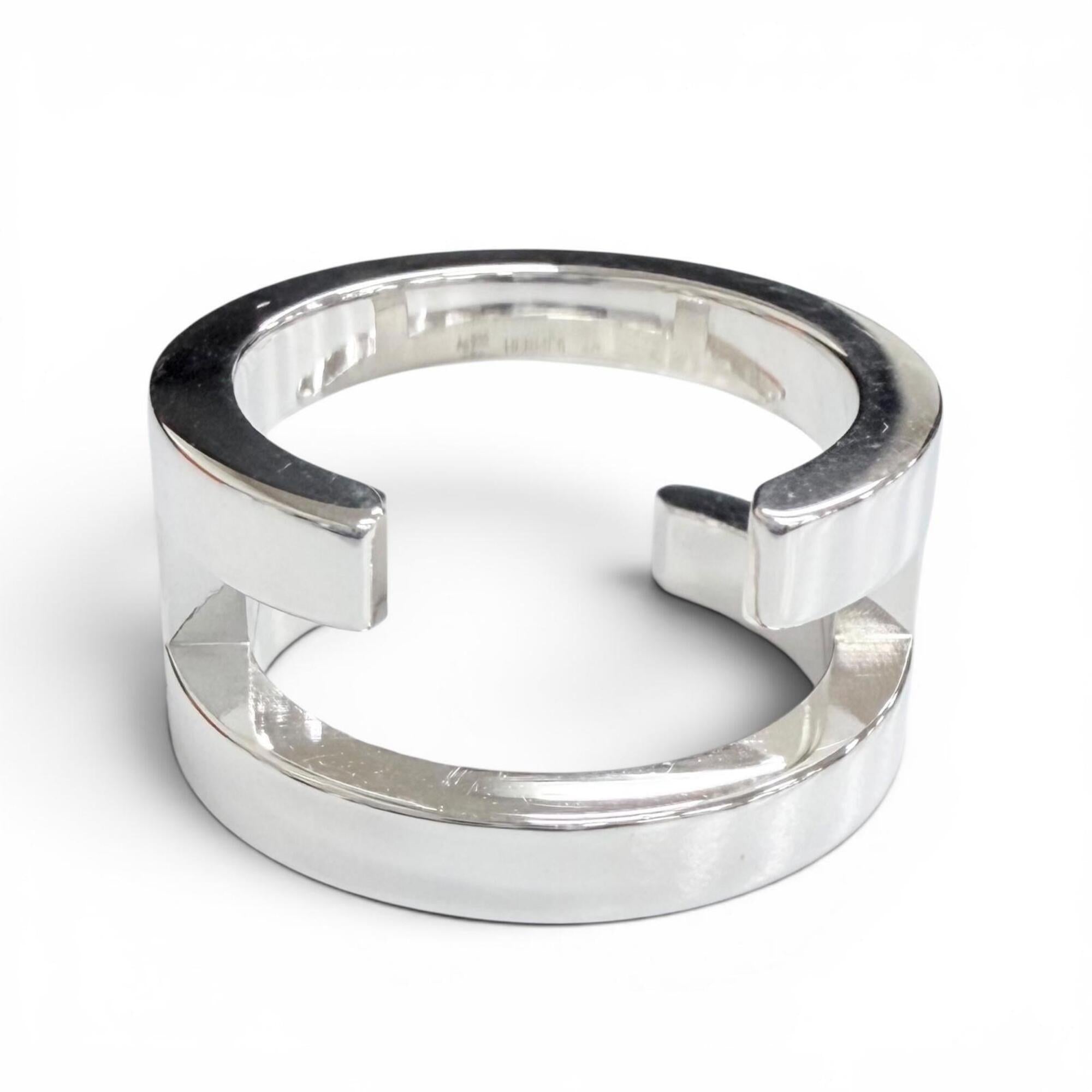 Hermes Silver Silver 925 Band Ring (Pre-Owned)