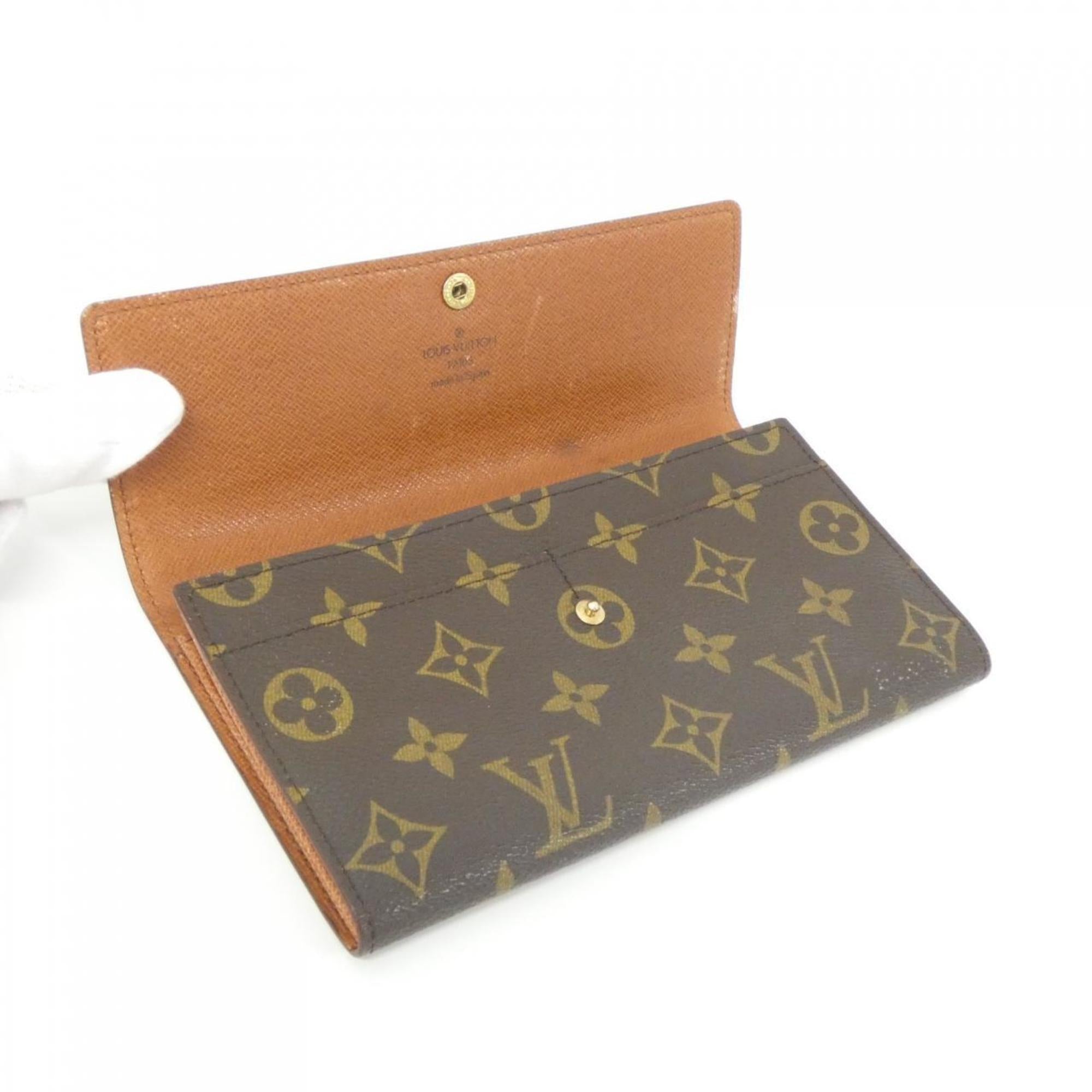 Louis Vuitton Marron Coated Canvas Long Wallet (Bi-Fold) (Pre-Owned)