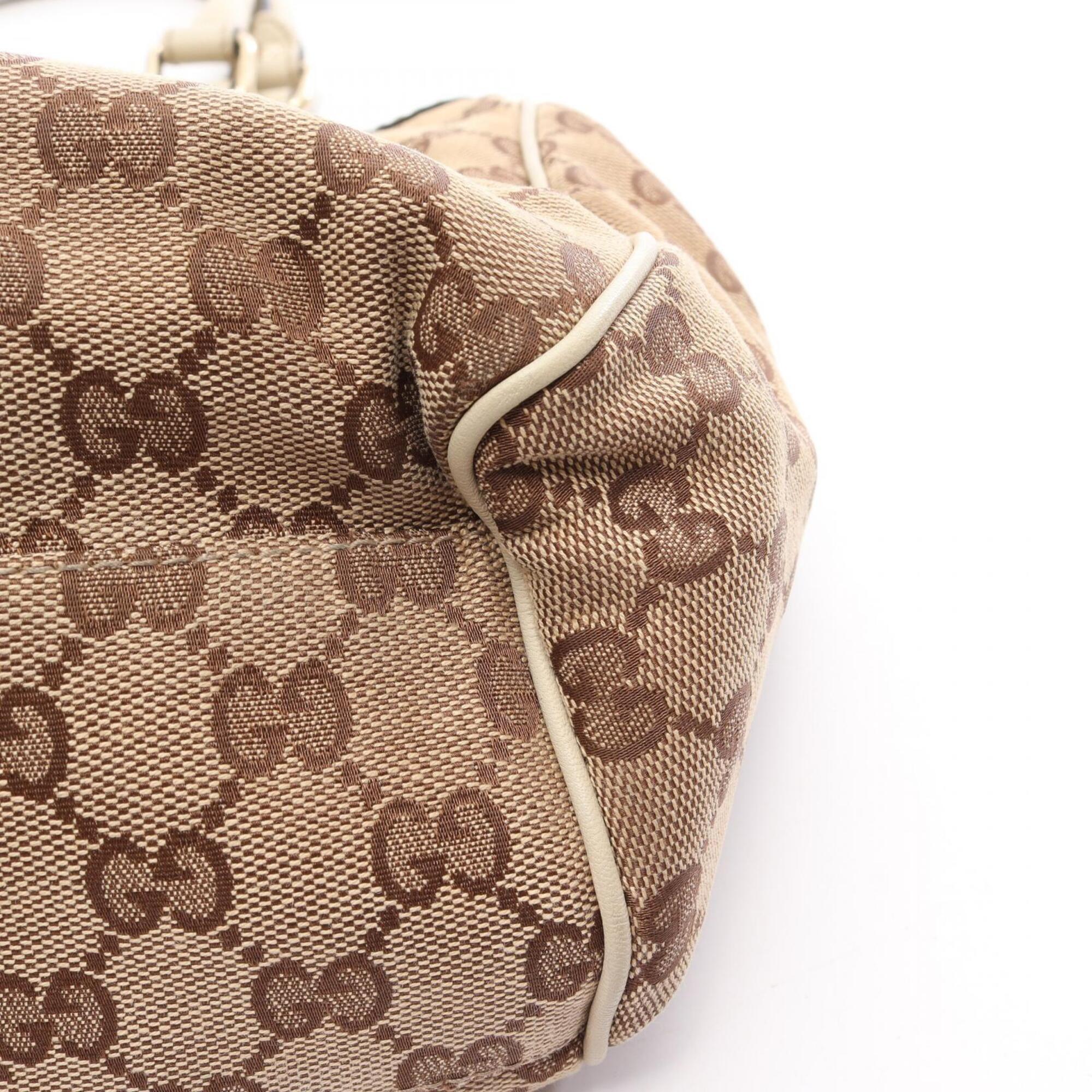 Gucci Beige Ivory Gg Canvas Handbag (Pre-Owned)