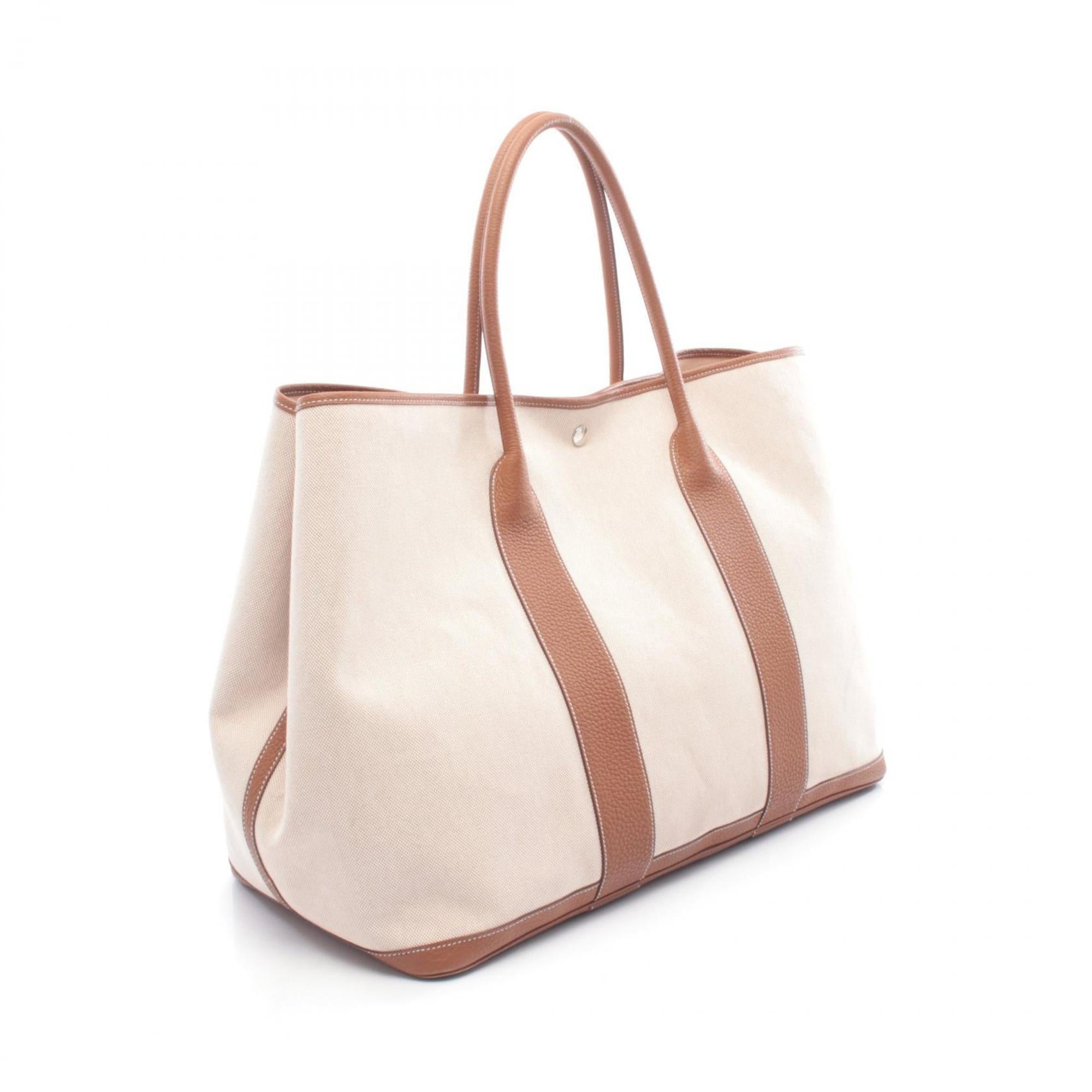 Hermes Brown Ecru Ivory Canvas Toile H Tote Bag (Pre-Owned)