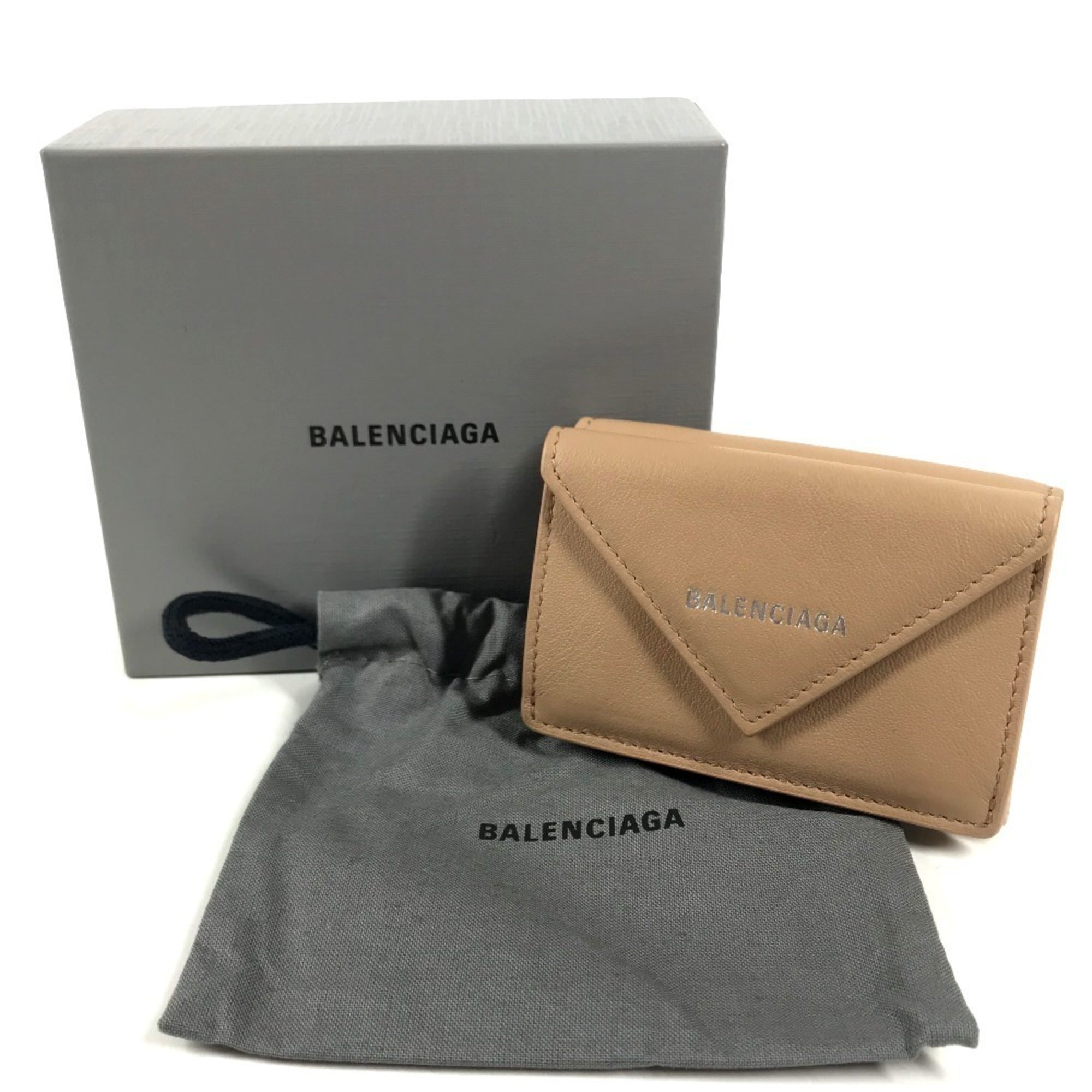 Balenciaga Beige Leather Wallet (Tri-Fold) (Pre-Owned)