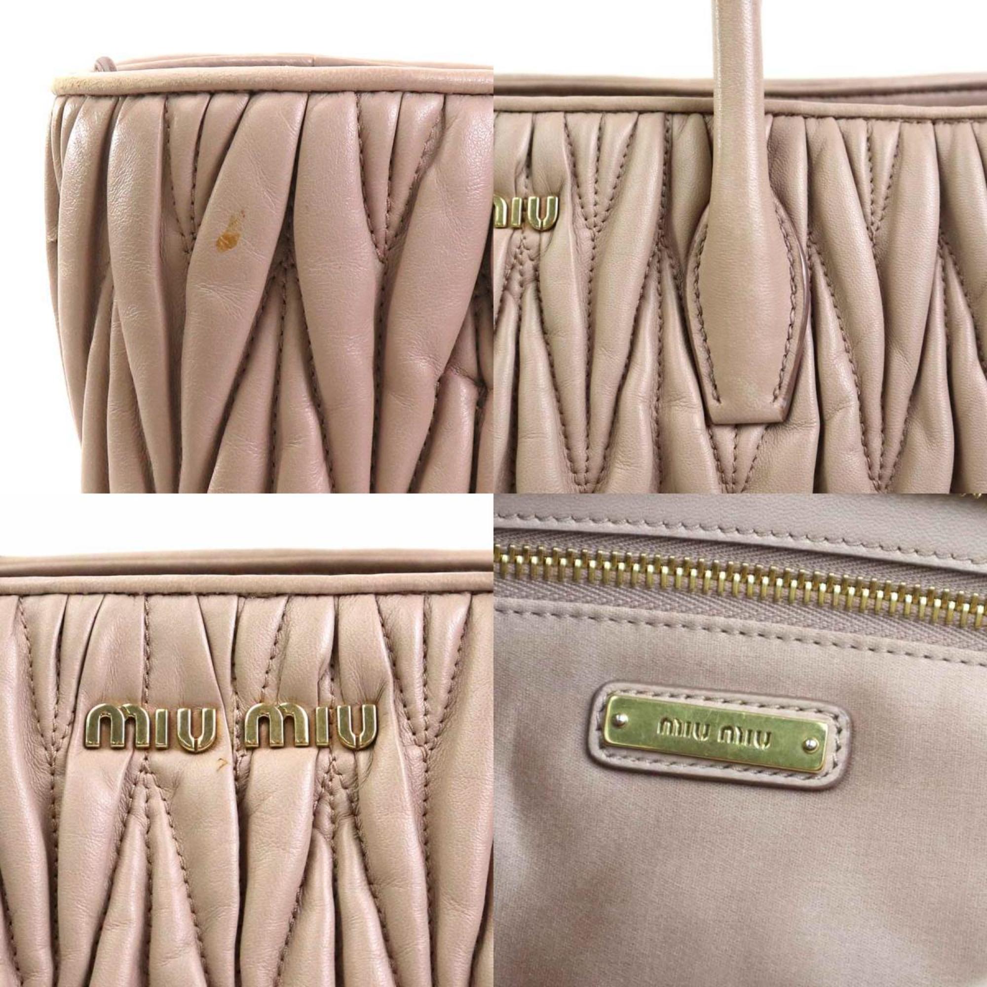 Miu Miu Pink Beige Leather Handbag Shoulder Bag (Pre-Owned)