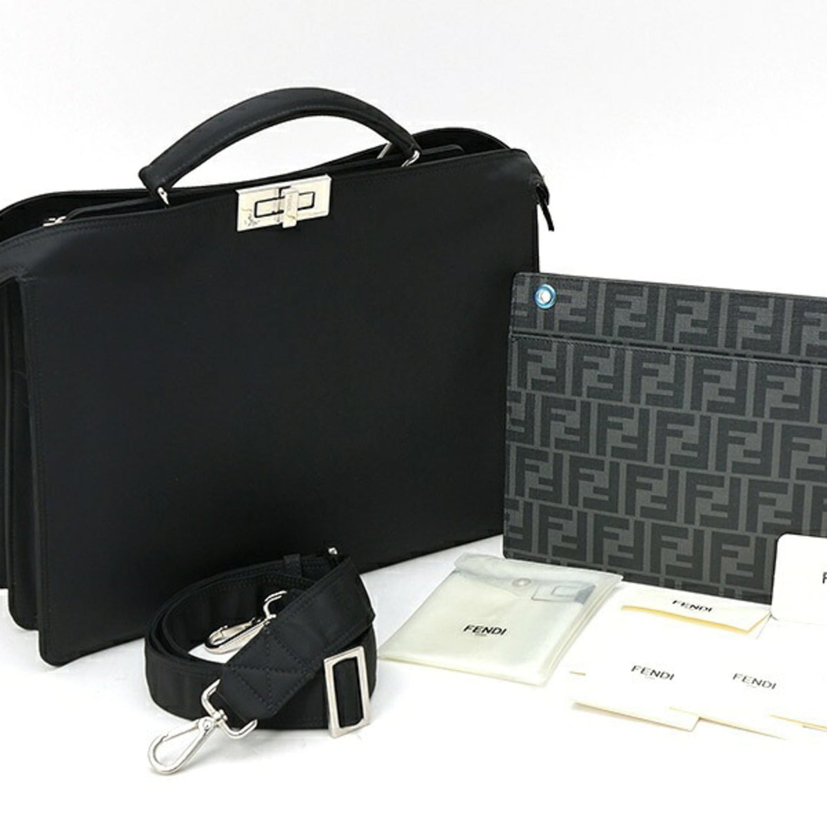 Fendi Peekaboo Black Nylon Tote Bag (Pre-Owned)