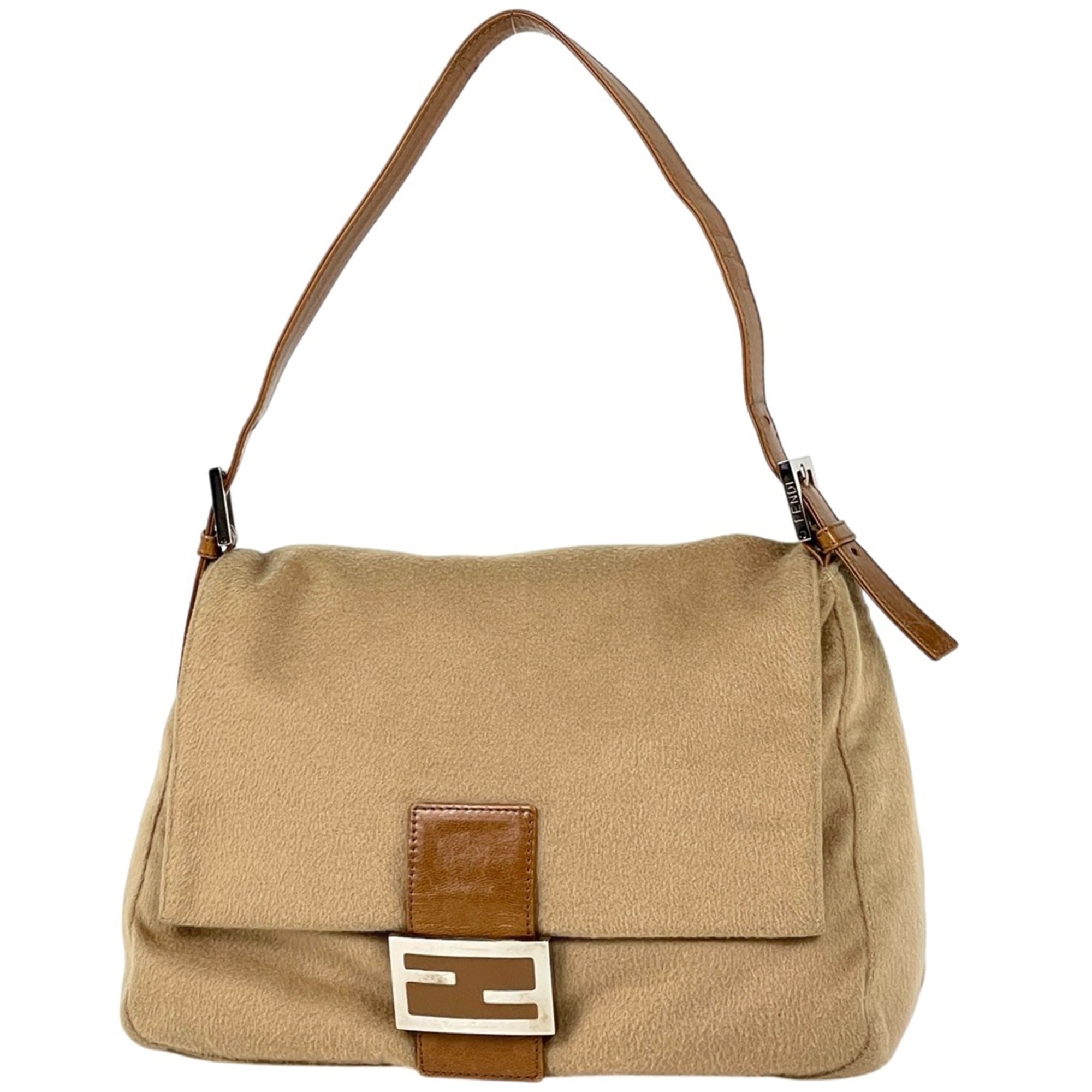 Fendi Beige Brown Fabric Shoulder Bag (Pre-Owned)
