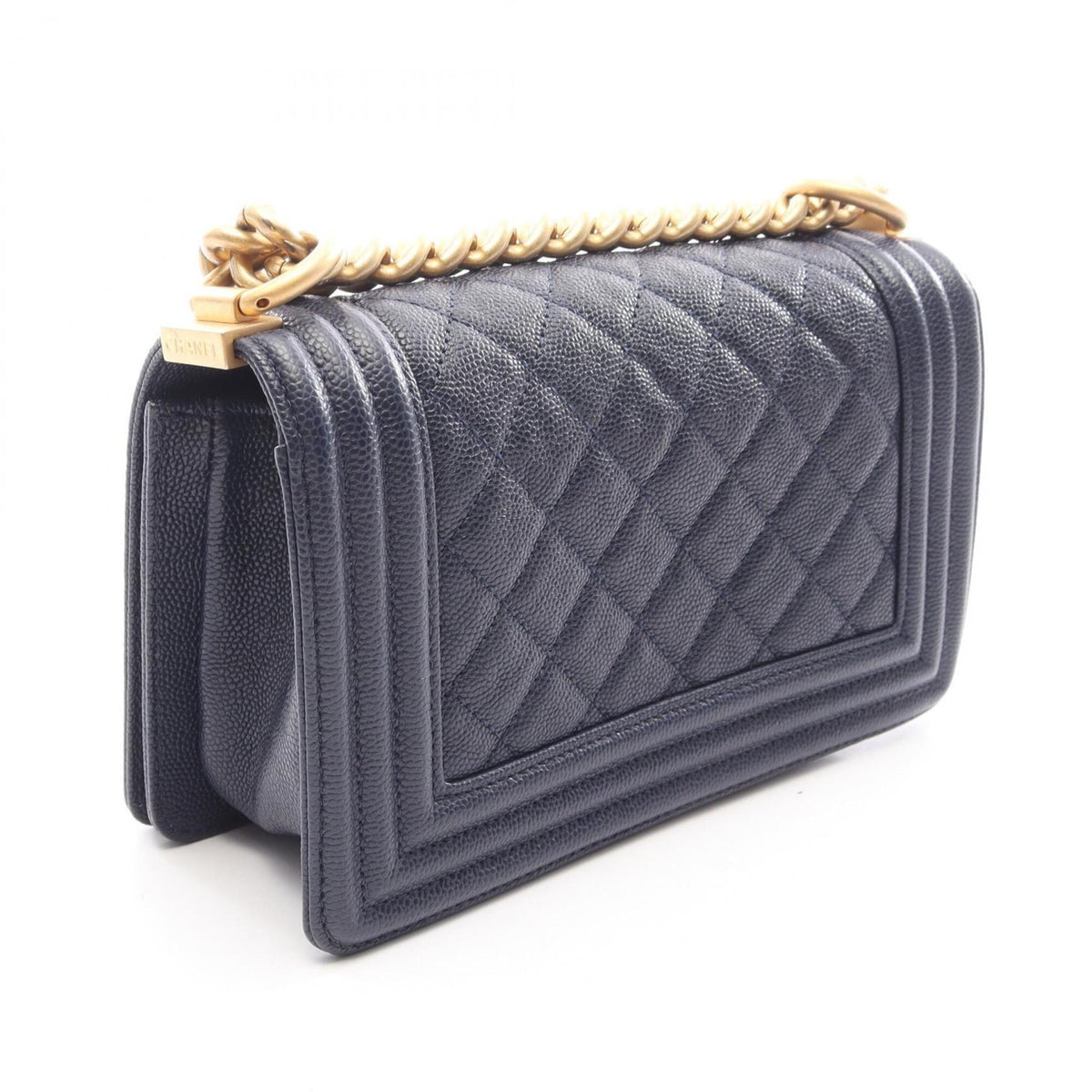Chanel Boy Chanel Navy Grained Calfskin Handbag Shoulder Bag (Pre-Owned)