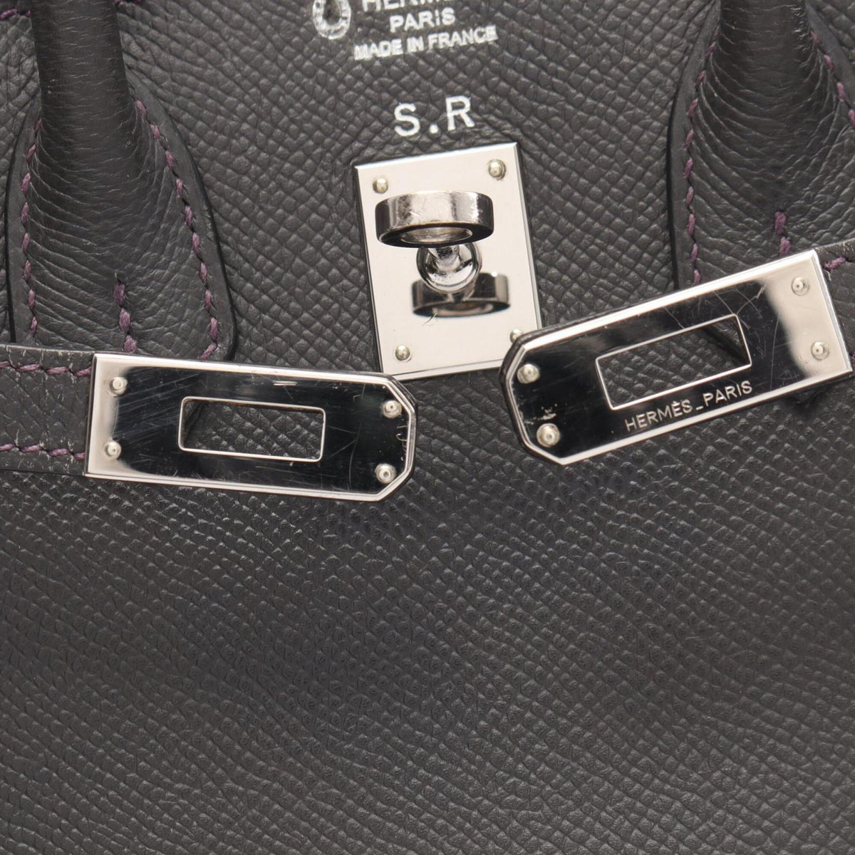 Hermes Graphite Gray Purple Violet Epsom Leather Handbag (Pre-Owned)