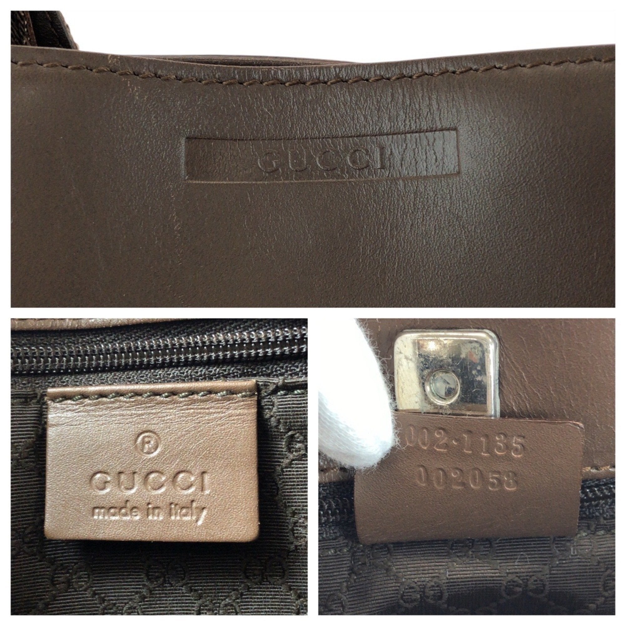 Gucci Beige Brown Leather Shoulder Bag Tote Bag (Pre-Owned)