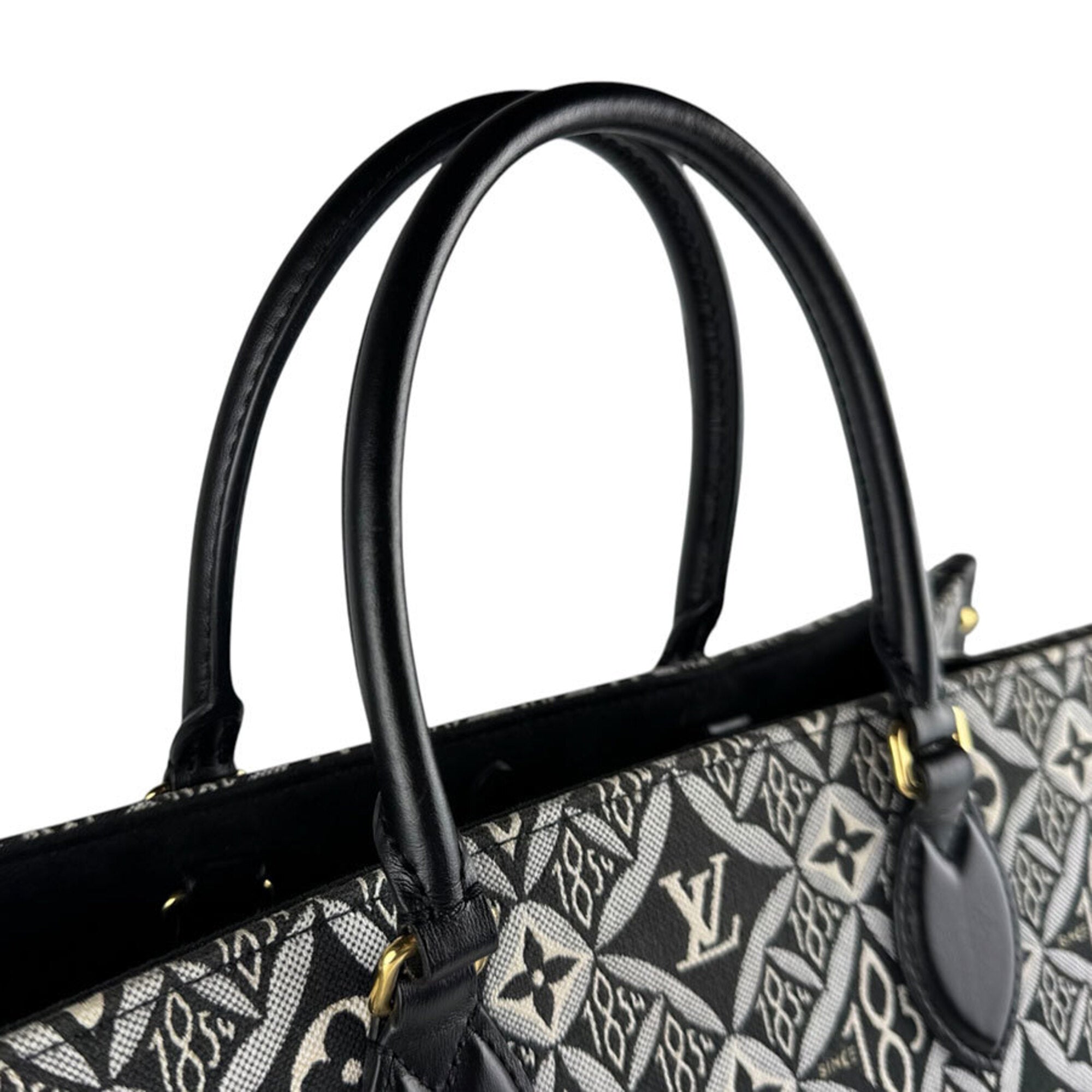 Louis Vuitton Black Gray White Canvas Leather Handbag Shoulder Bag (Pre-Owned)