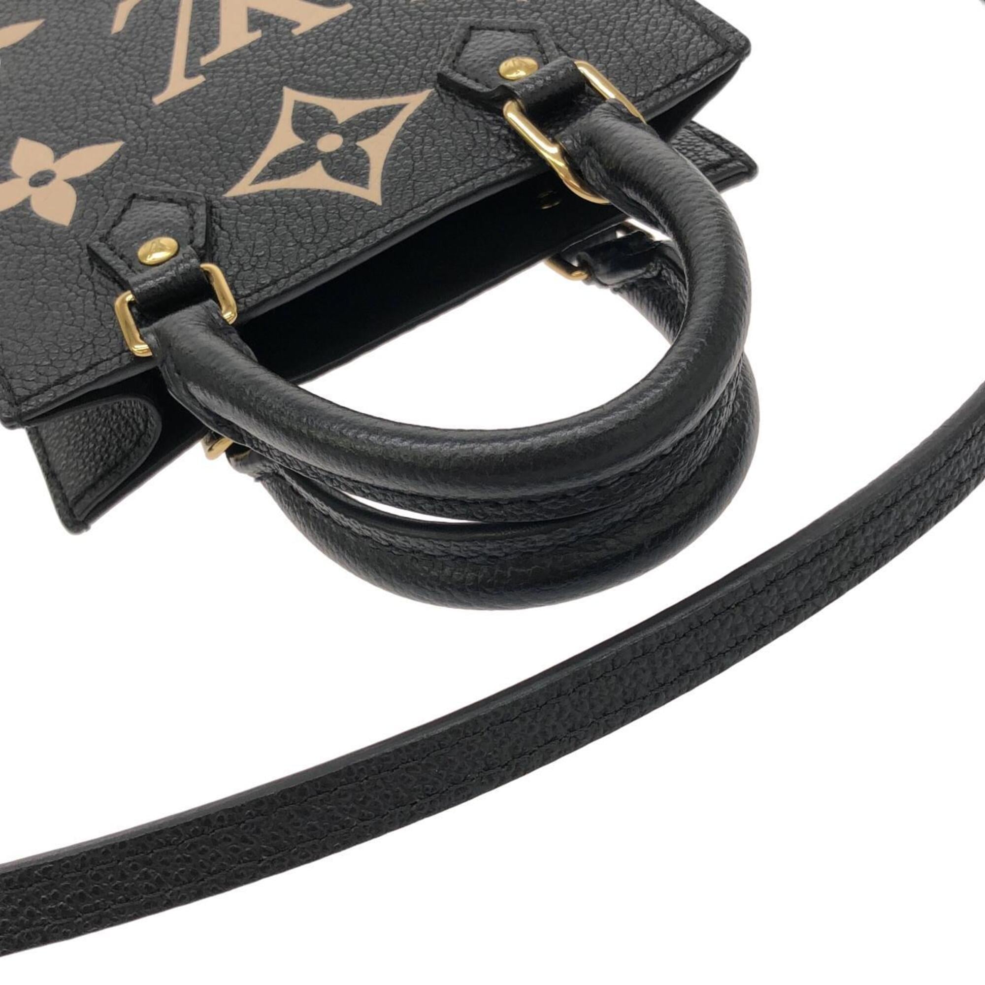 Louis Vuitton Beige Black Leather Shoulder Bag (Pre-Owned)