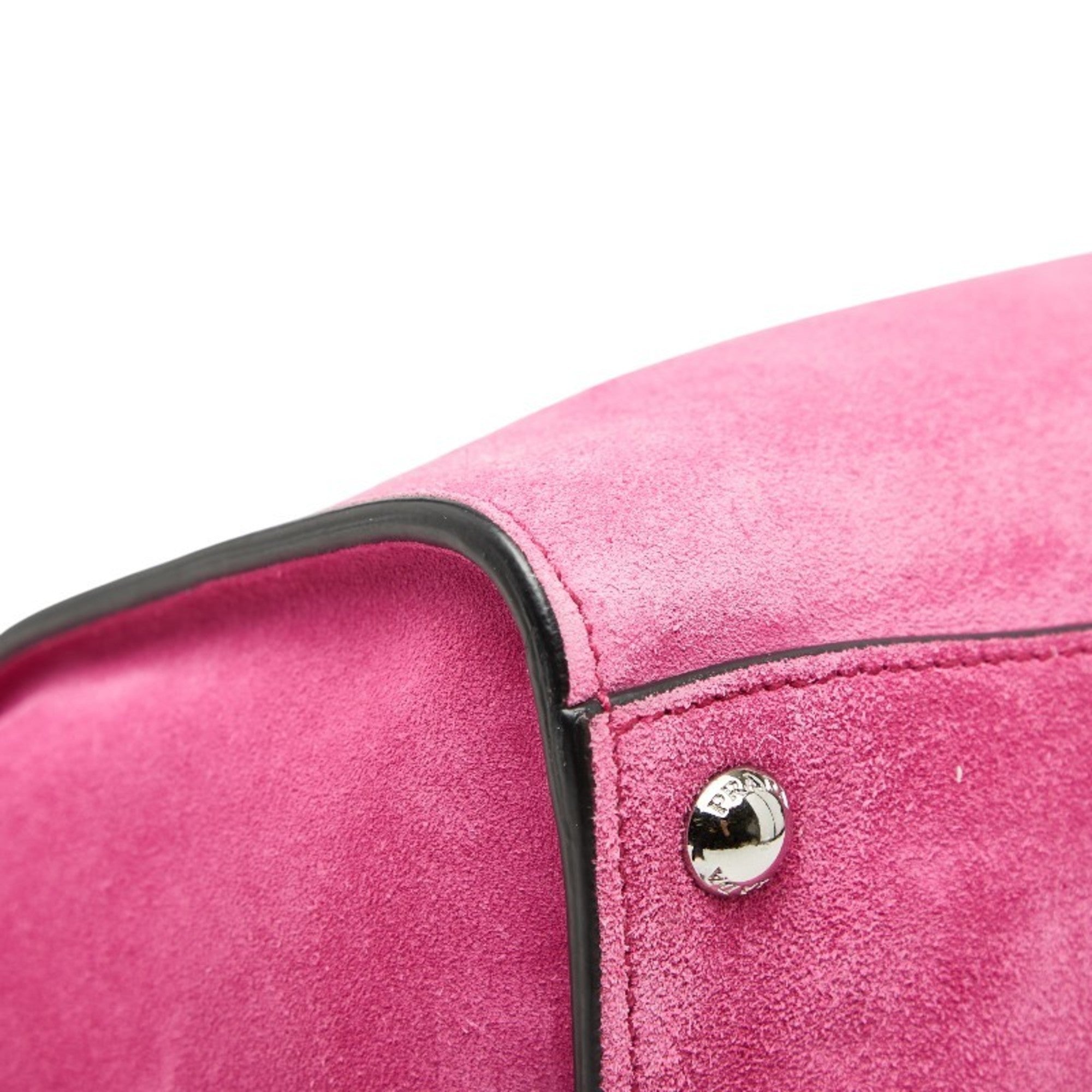 Prada Pink Suede Handbag Shoulder Bag (Pre-Owned)