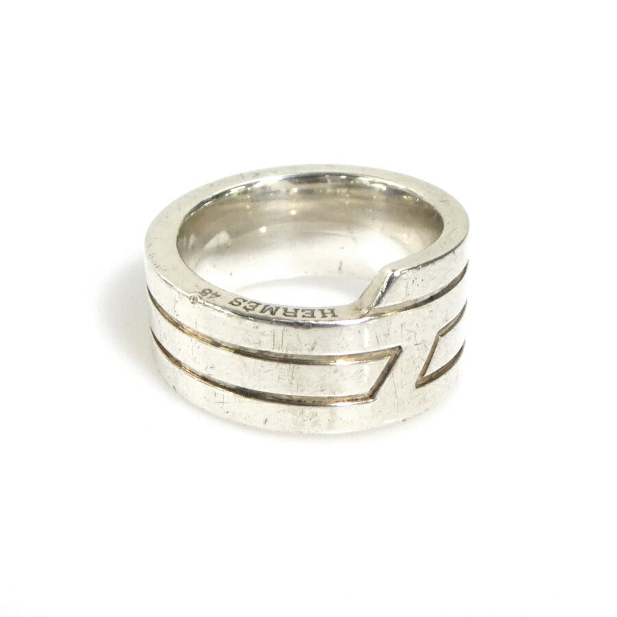 Hermes Silver 925 Band Ring (Pre-Owned)