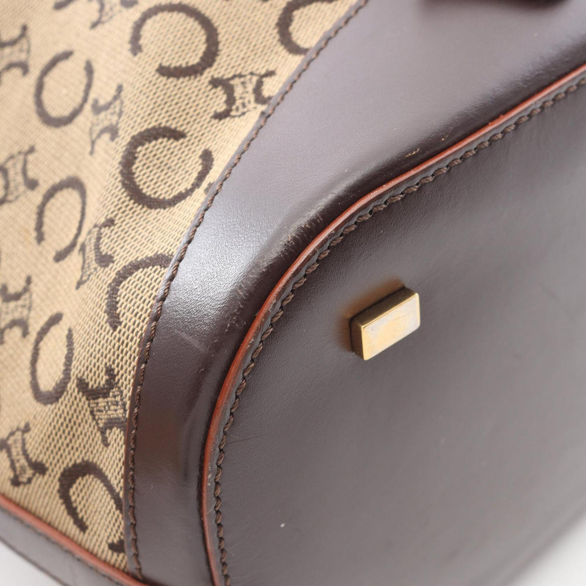 Celine Beige Brown Canvas Leather Handbag Shoulder Bag (Pre-Owned)