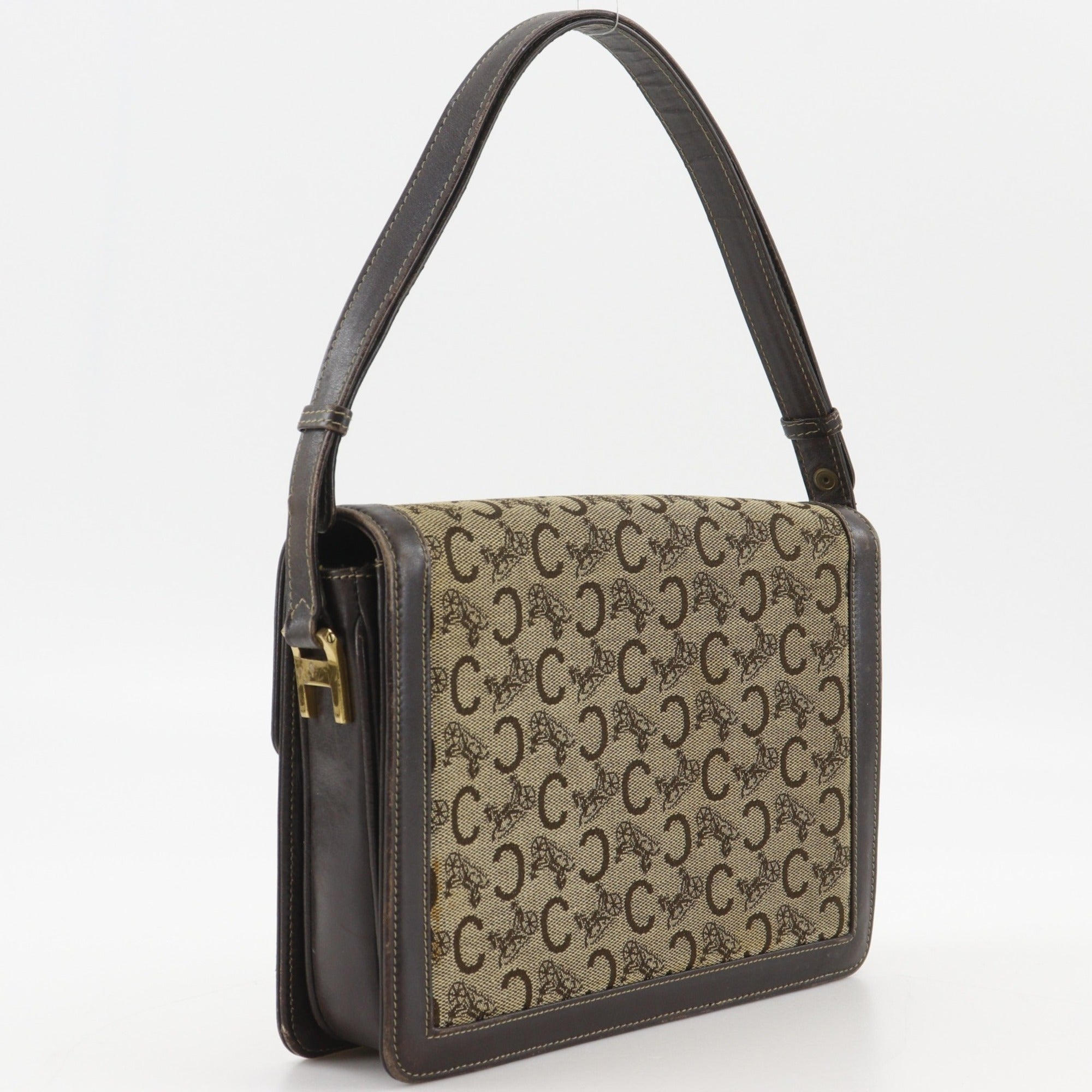 Celine Brown Canvas Shoulder Bag (Pre-Owned)