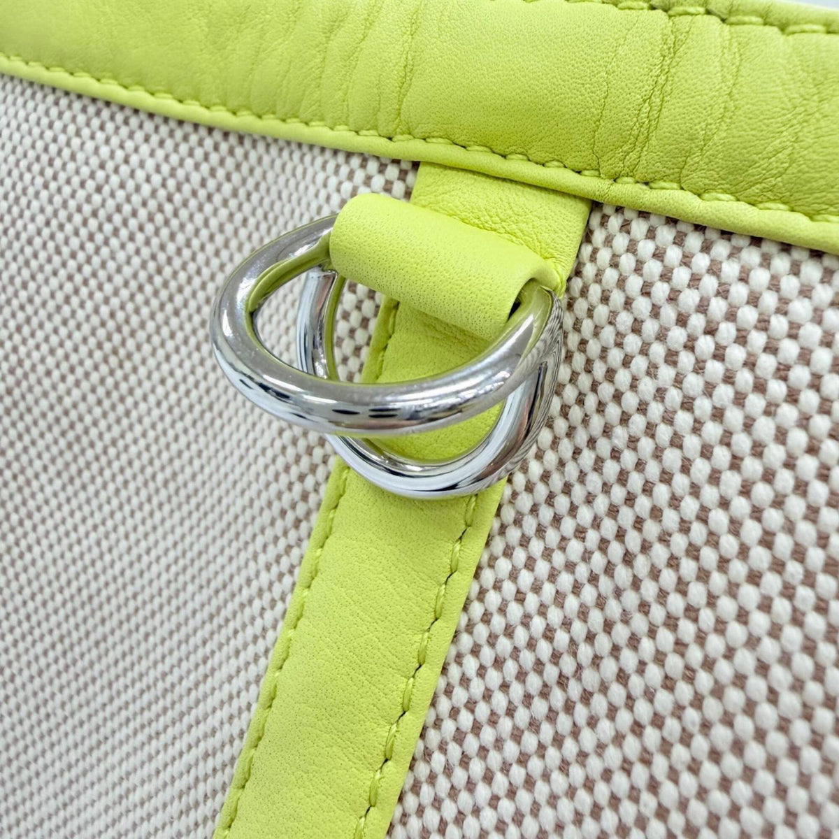 Hermes Natural Canvas Leather Handbag Tote Bag (Pre-Owned)