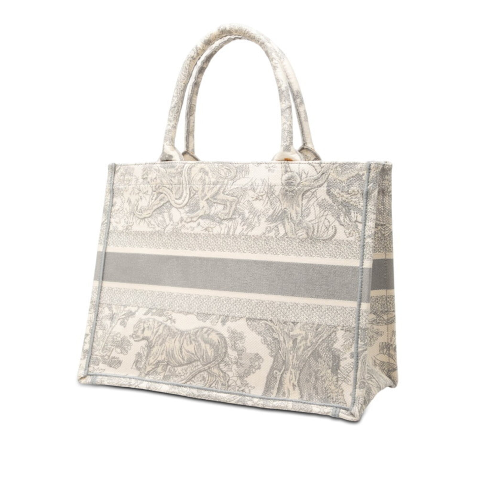 Christian Dior Gray Ivory Canvas Tote Bag (Pre-Owned)