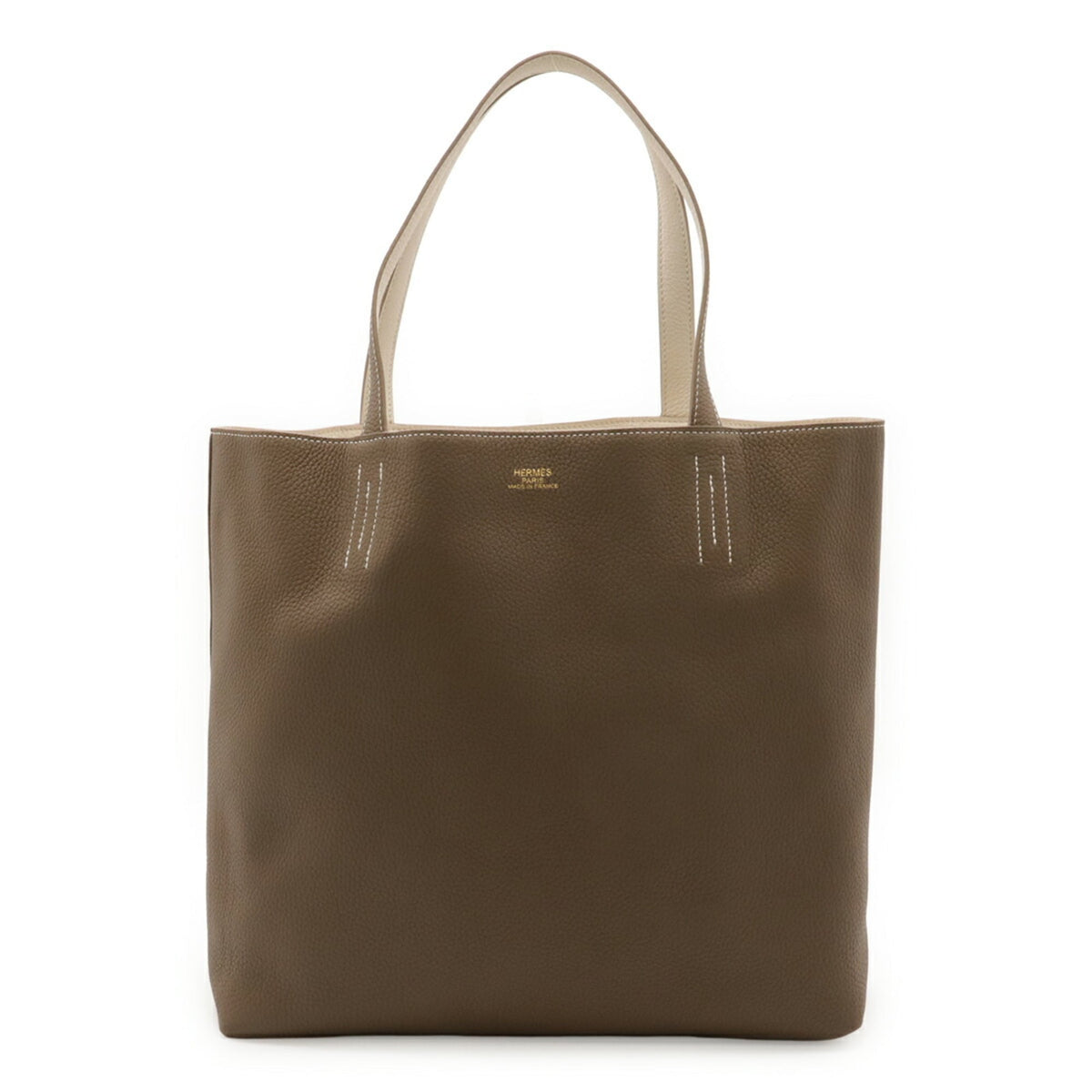 Hermes Etoupe Gray Taurillon Clemence Leather Shoulder Bag Tote Bag (Pre-Owned)