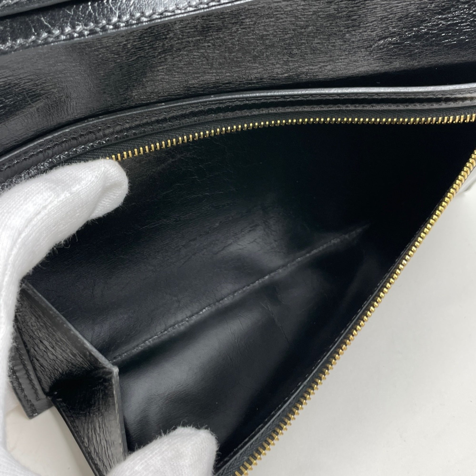 Hermes Bearn Black Box Calf Leather Long Wallet (Bi-Fold) (Pre-Owned)