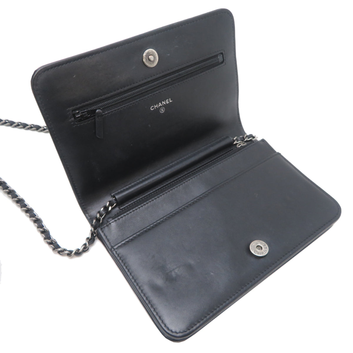 Chanel Black Leather Chain/Shoulder Wallet (Pre-Owned)