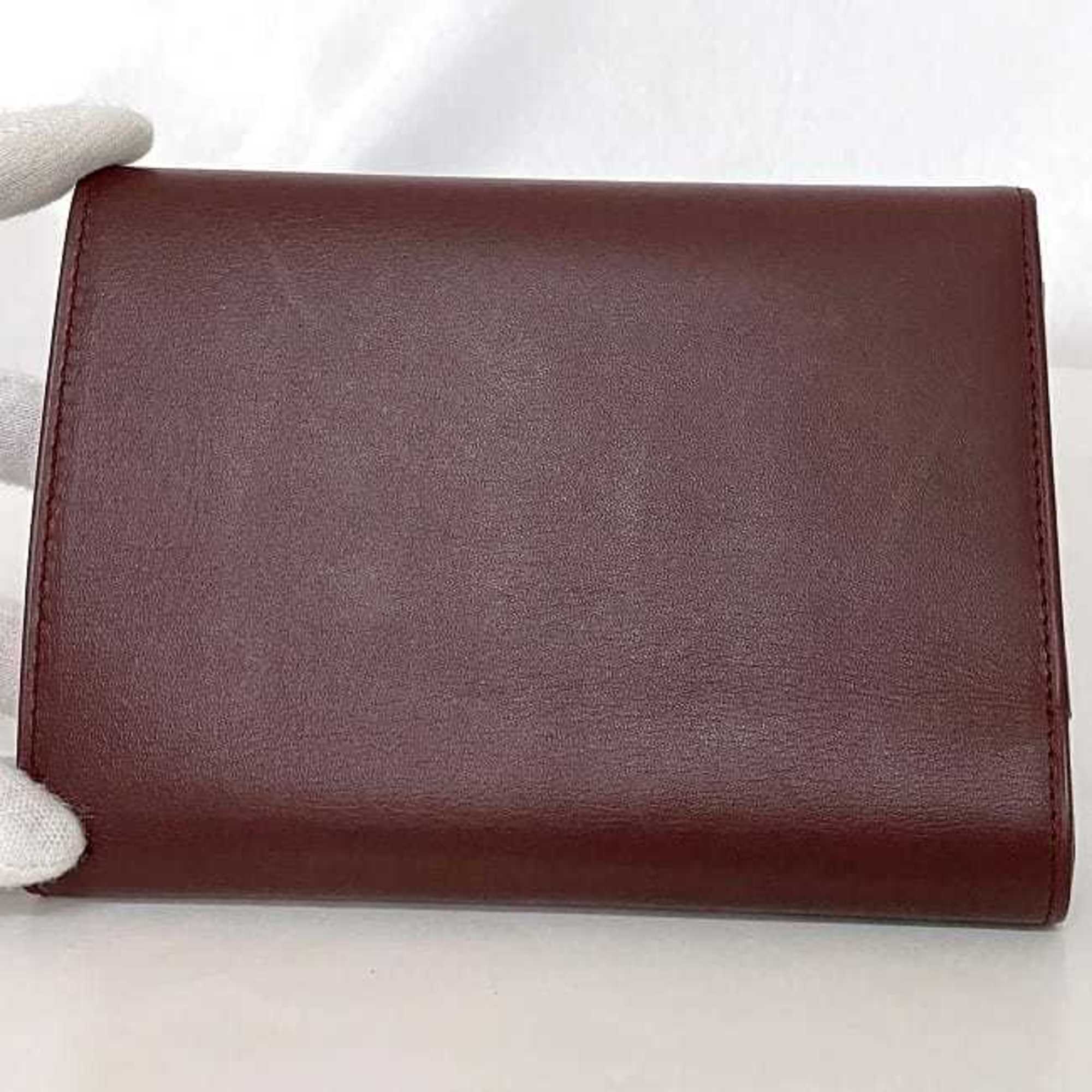 Cartier Bordeaux Leather Wallet (Tri-Fold) (Pre-Owned)