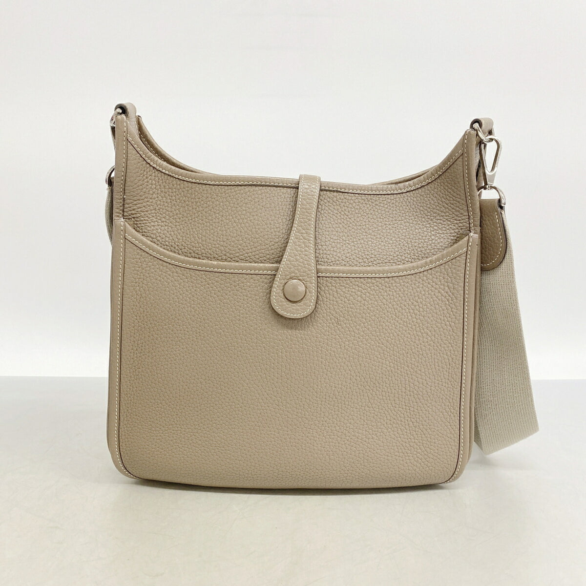 Hermes Etoupe Gray Taurillon Clemence Leather Shoulder Bag (Pre-Owned)