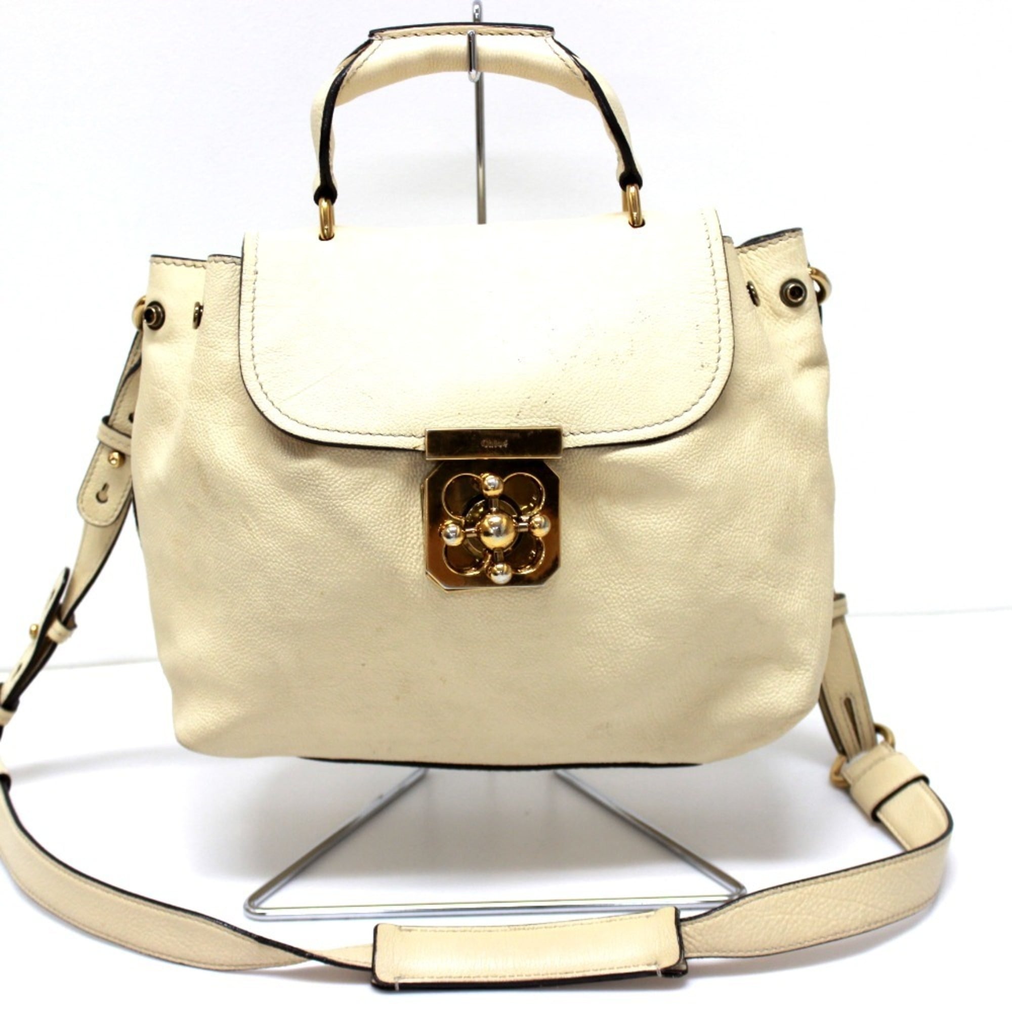 Chloé Elsie Beige Light Beige Leather Handbag Shoulder Bag (Pre-Owned)