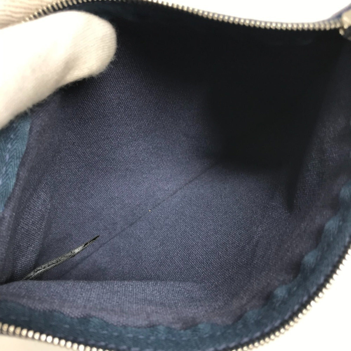 Hermes Black Blue Cotton Handbag Pouch Shoulder Bag Tote Bag (Pre-Owned)