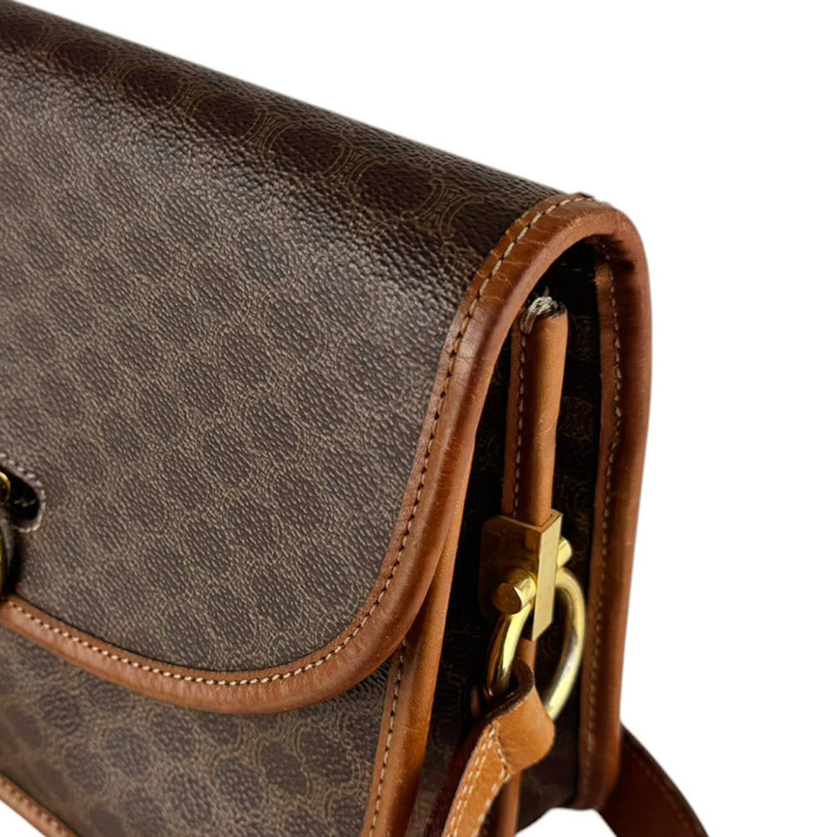 Celine Brown Coated Canvas Shoulder Bag (Pre-Owned)