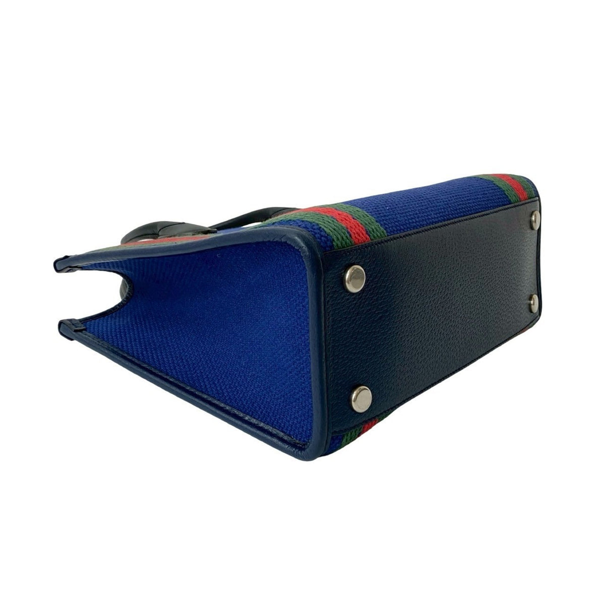 Gucci Black Blue Green Navy Red Color Canvas Handbag Tote Bag (Pre-Owned)