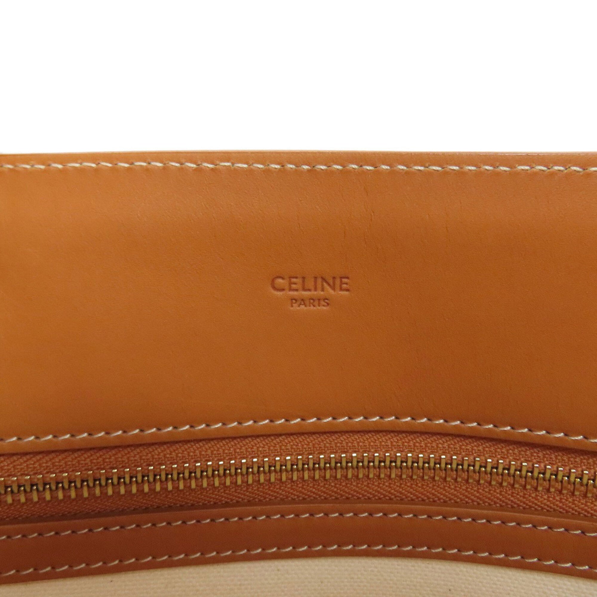 Celine Brown White Canvas Tote Bag (Pre-Owned)