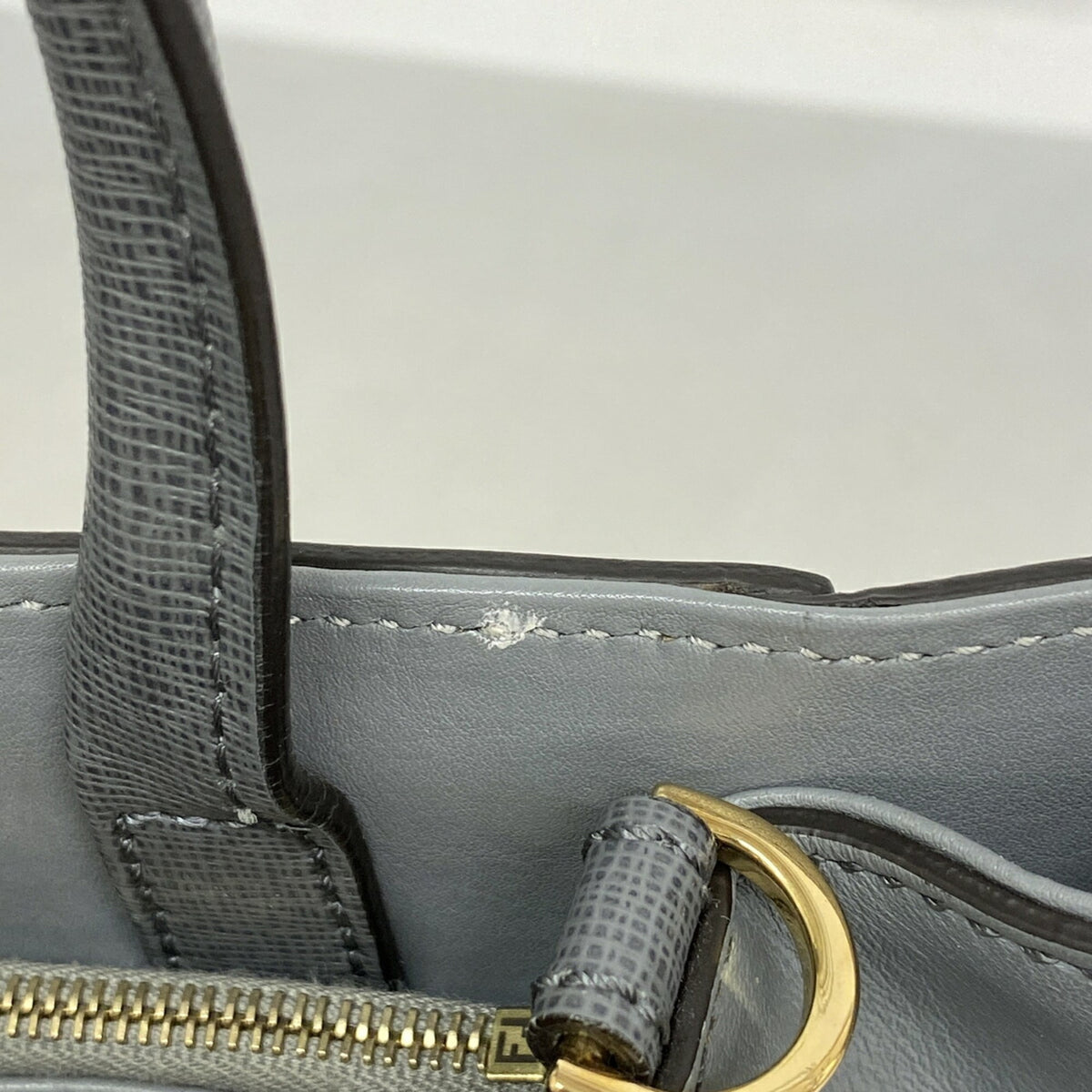 Fendi Gray Leather Handbag (Pre-Owned)