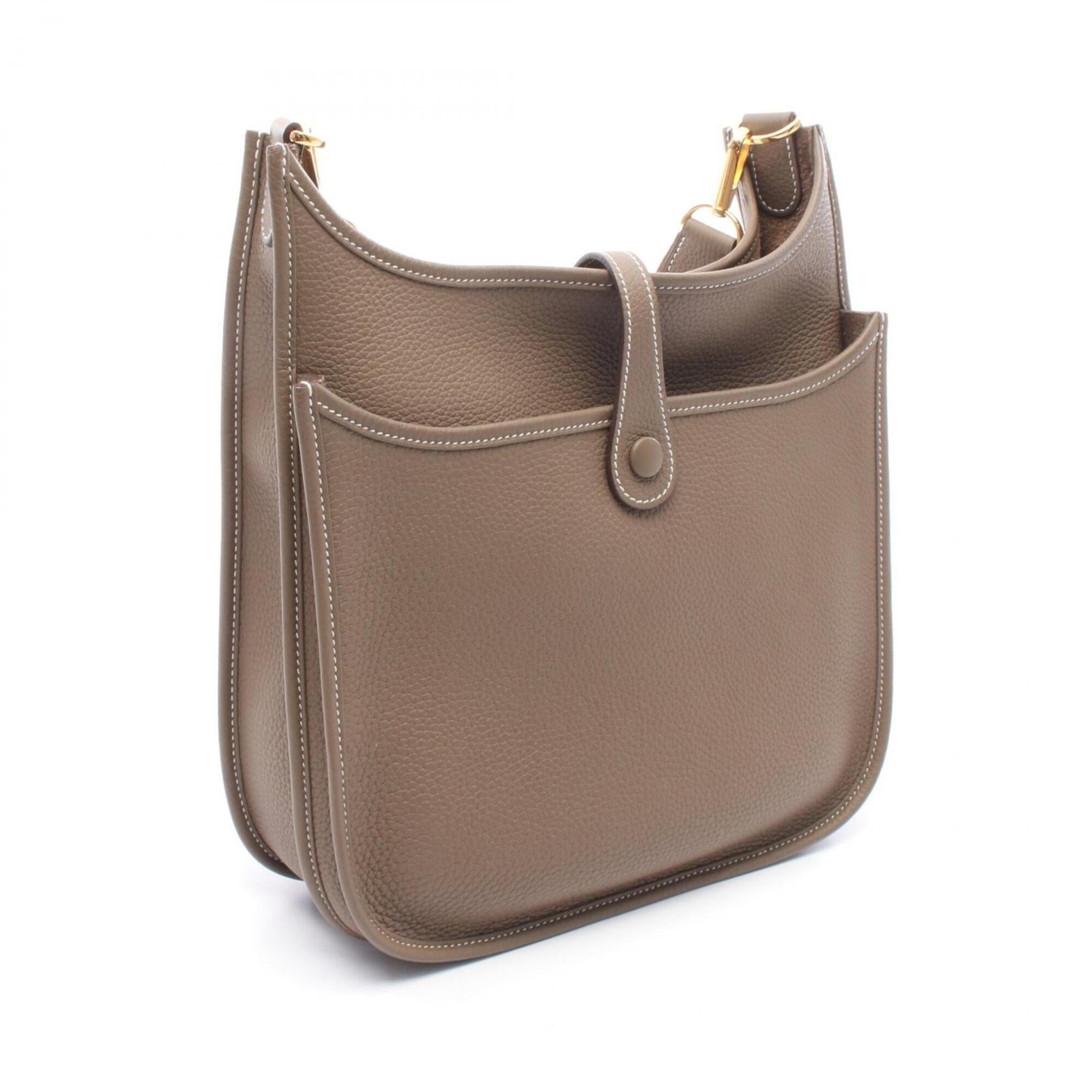 Hermes Etoupe Gray Gray Taurillon Clemence Leather Leather Handbag Shoulder Bag (Pre-Owned)