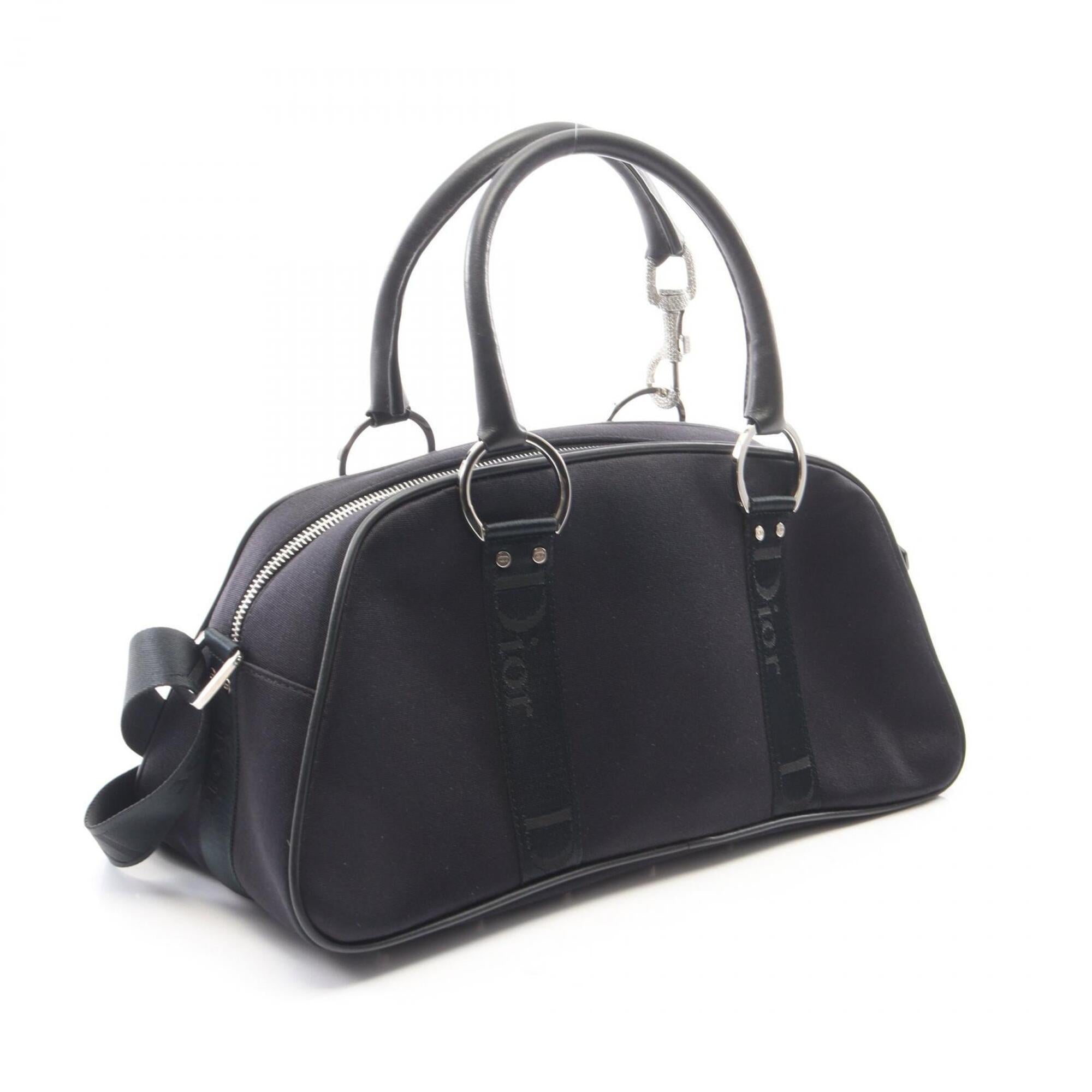 Christian Dior Black Leather Nylon Canvas Handbag (Pre-Owned)