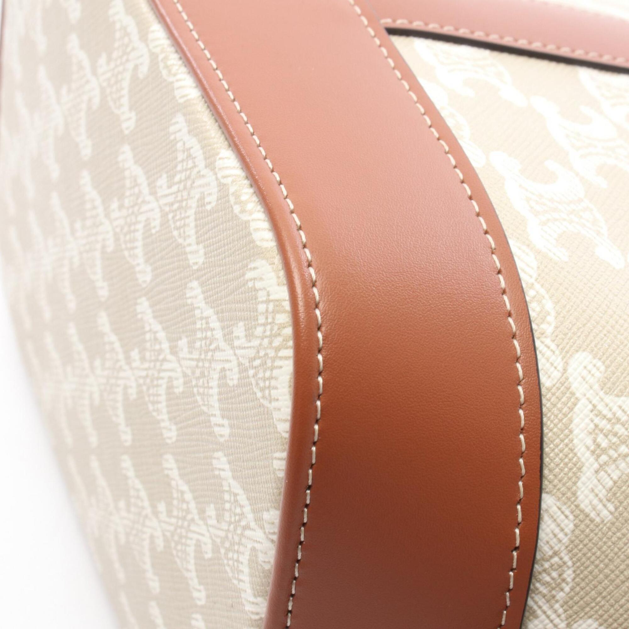 Celine Beige Brown White Coated Canvas Pvc Leather Handbag Shoulder Bag (Pre-Owned)
