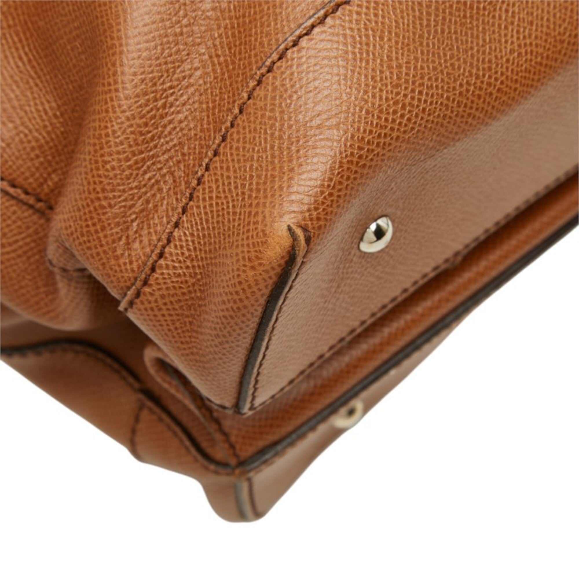 Salvatore Ferragamo Brown Leather Shoulder Bag Tote Bag (Pre-Owned)