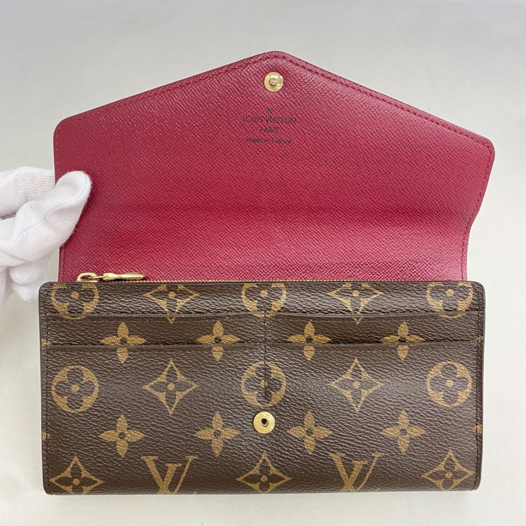 Louis Vuitton Brown Fuchsia Long Wallet (Bi-Fold) (Pre-Owned)