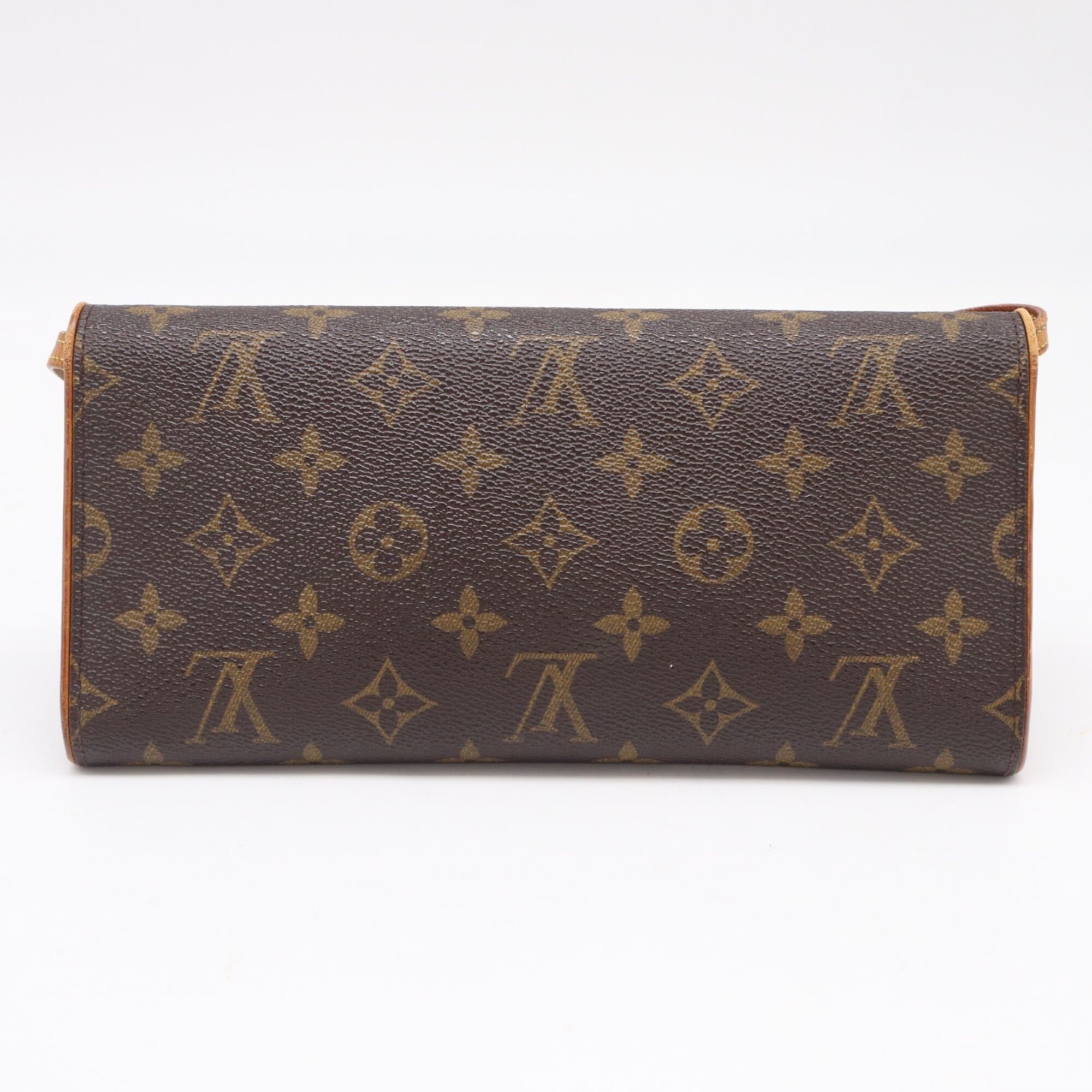 Louis Vuitton Beige Brown Coated Canvas Leather Shoulder Bag (Pre-Owned)