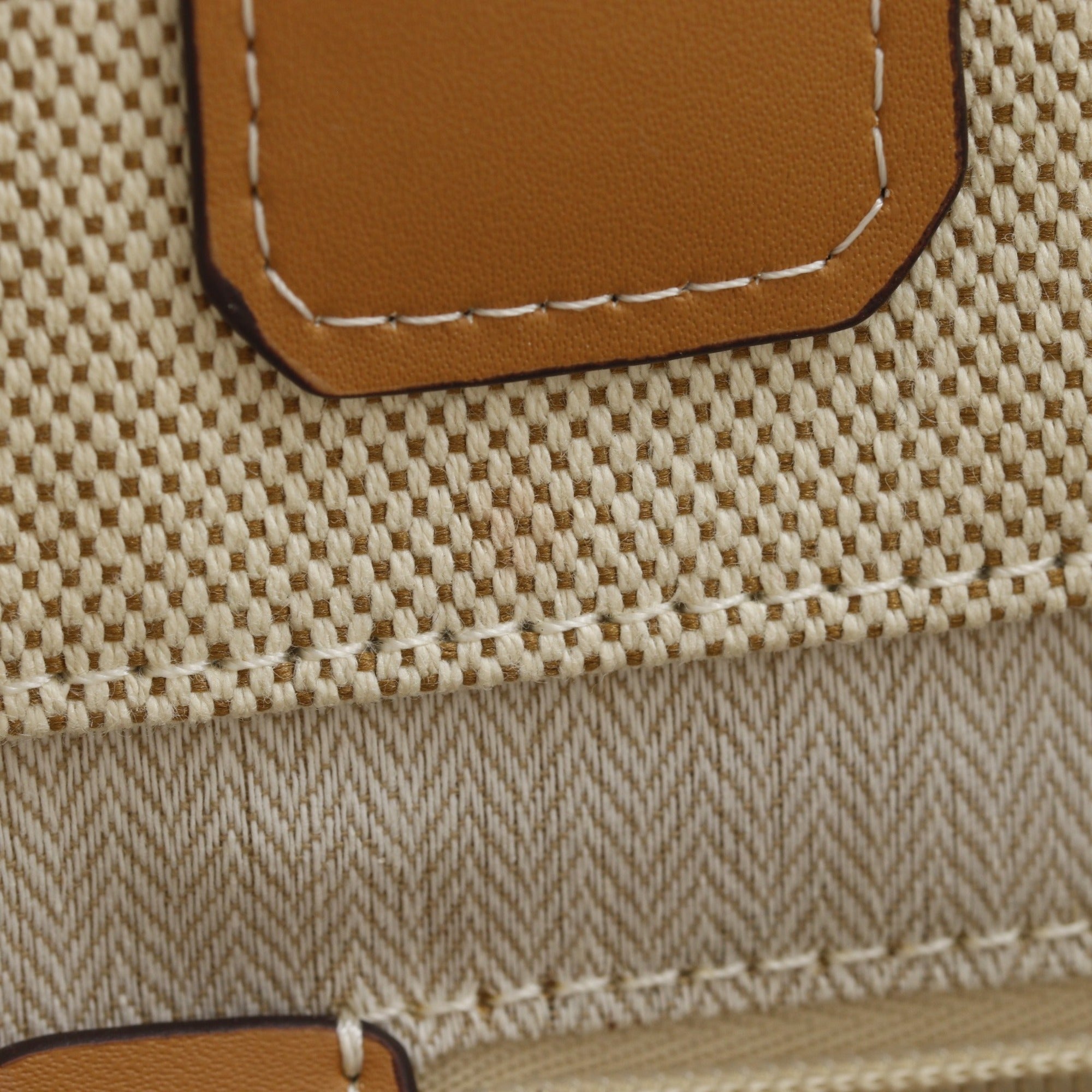 Tory Burch Beige Canvas Leather Tote Bag (Pre-Owned)
