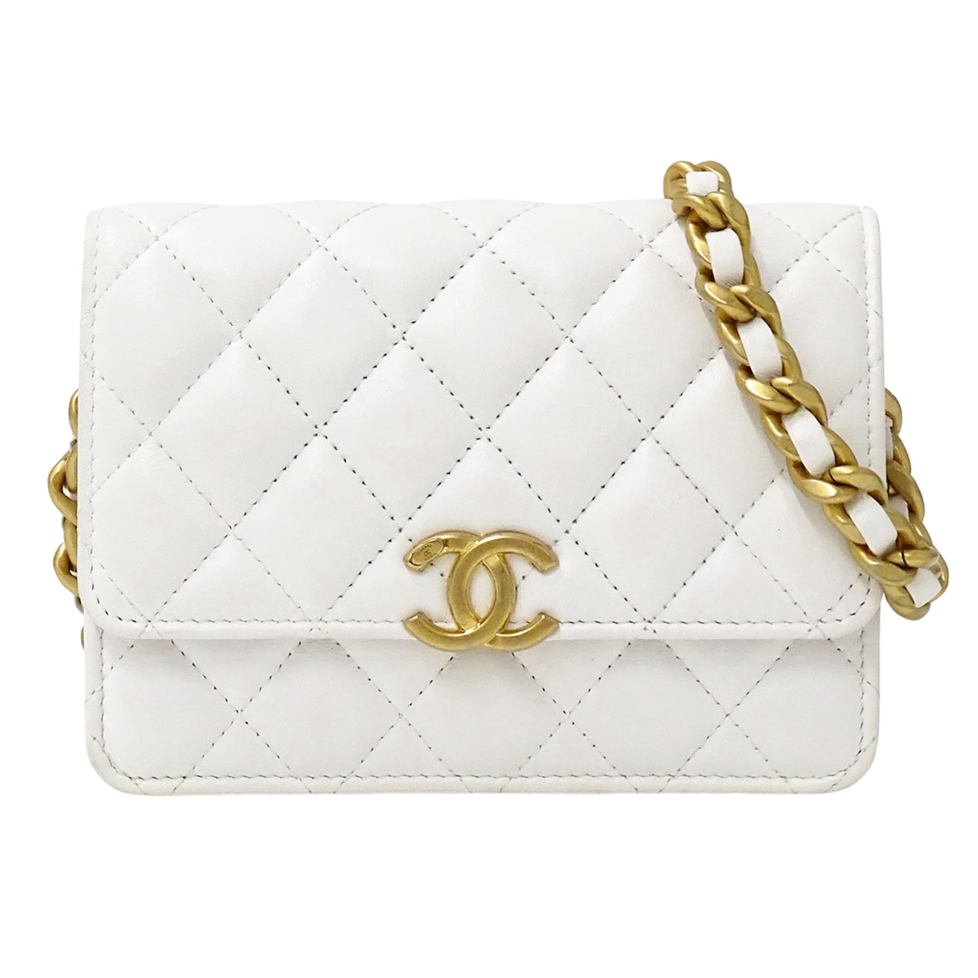 Chanel White Yellow Leather Handbag Shoulder Bag (Pre-Owned)