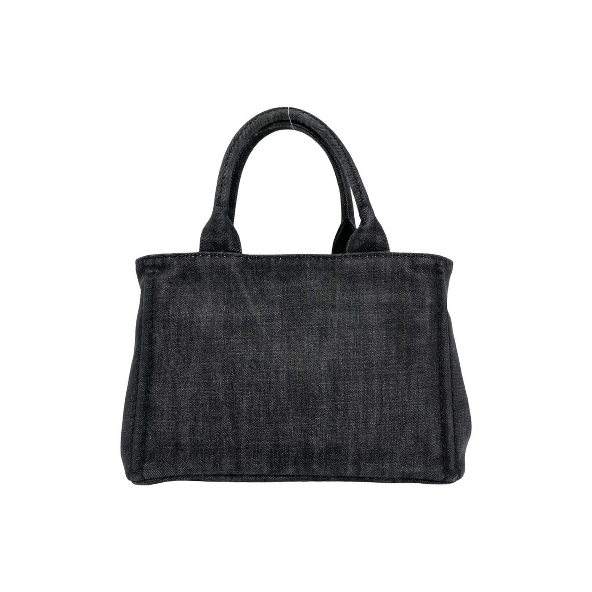 Prada Black Cotton Handbag Shoulder Bag Tote Bag (Pre-Owned)