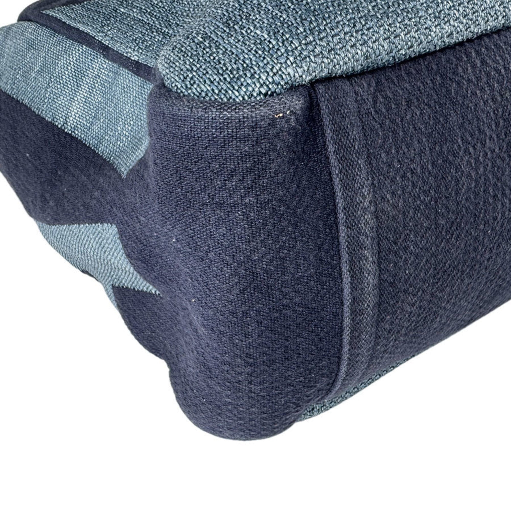 Chanel Blue Raffia Canvas Shoulder Bag Tote Bag (Pre-Owned)