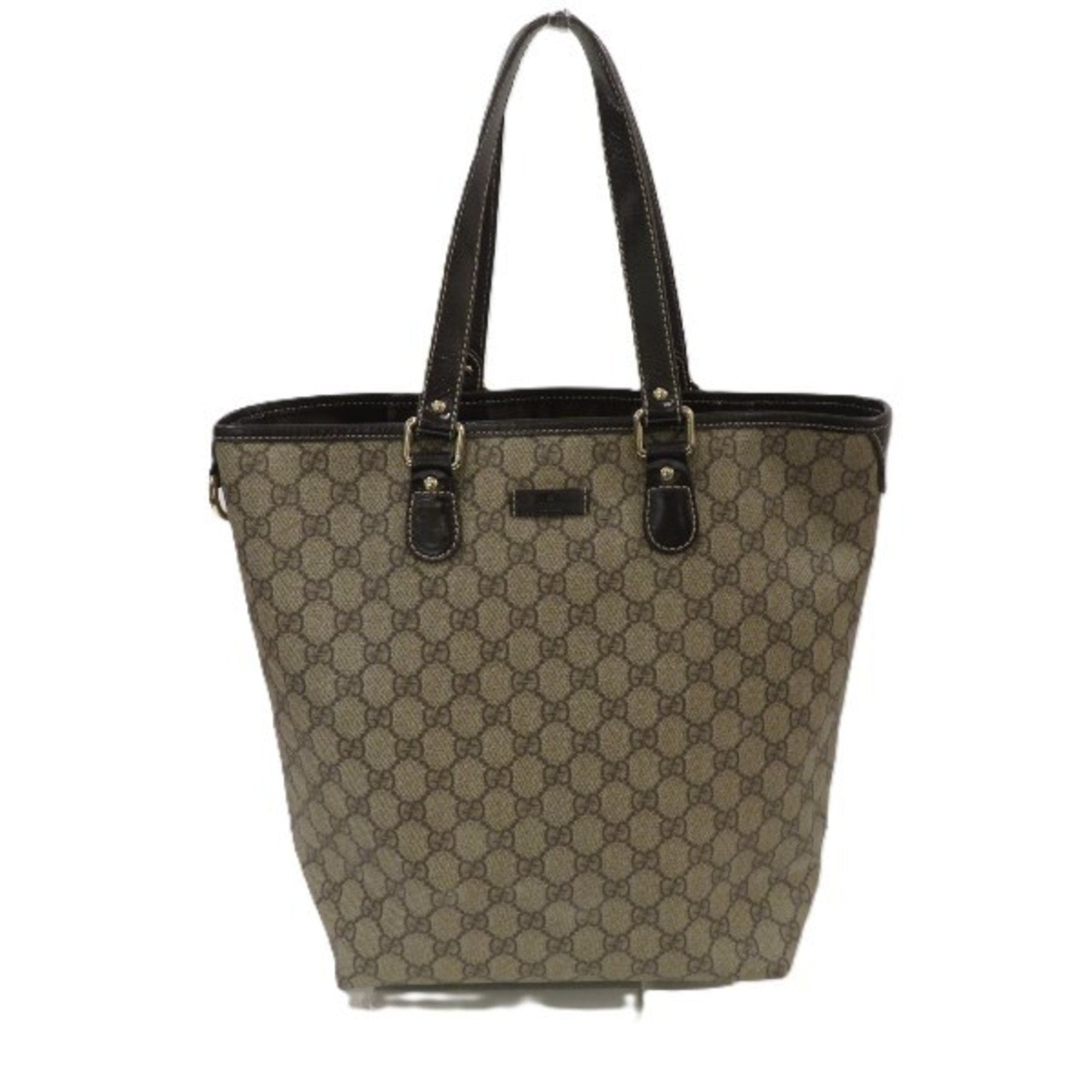Gucci Beige Dark Brown Pvc Leather Handbag Tote Bag (Pre-Owned)