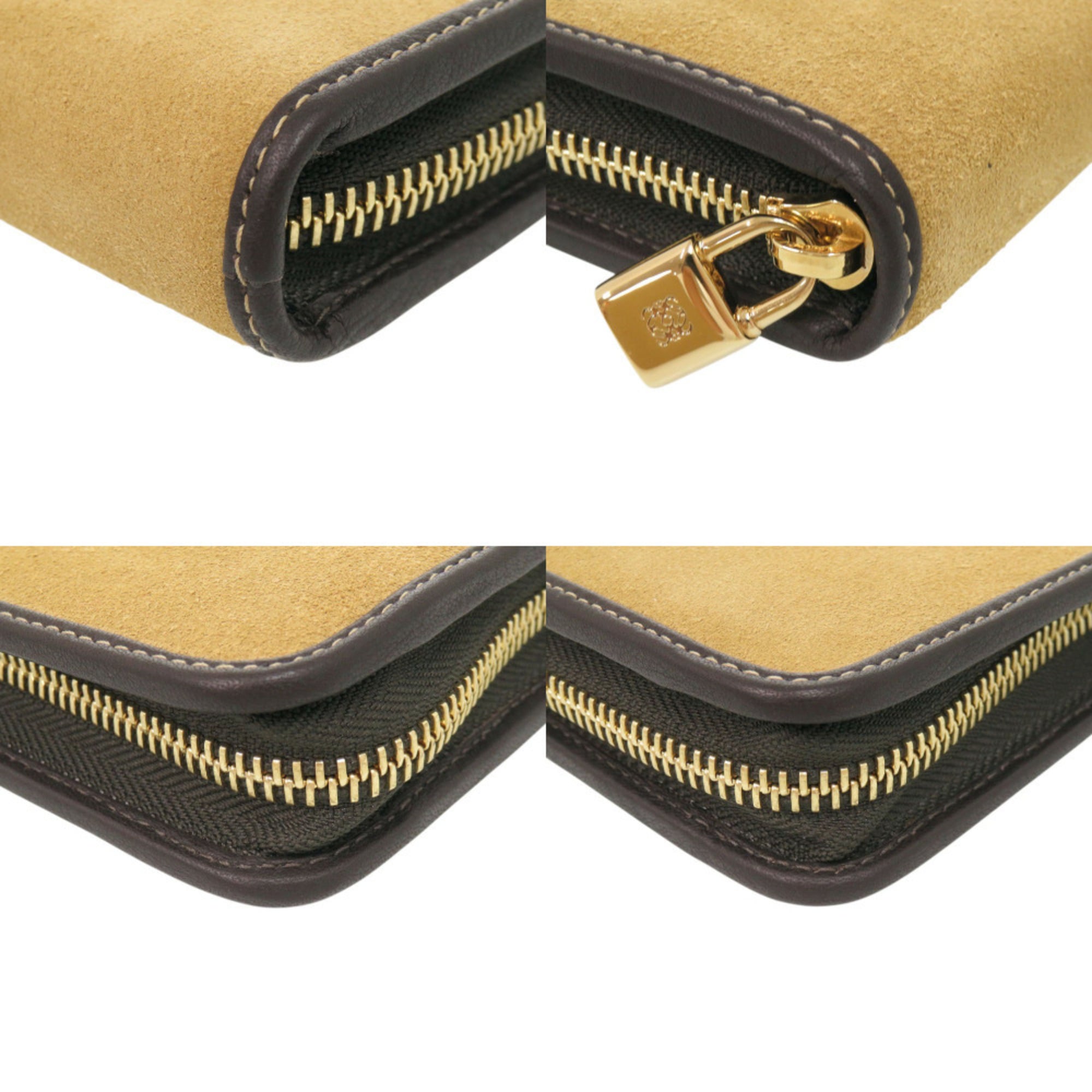 Loewe Beige Brown Suede Long Wallet (Bi-Fold) (Pre-Owned)