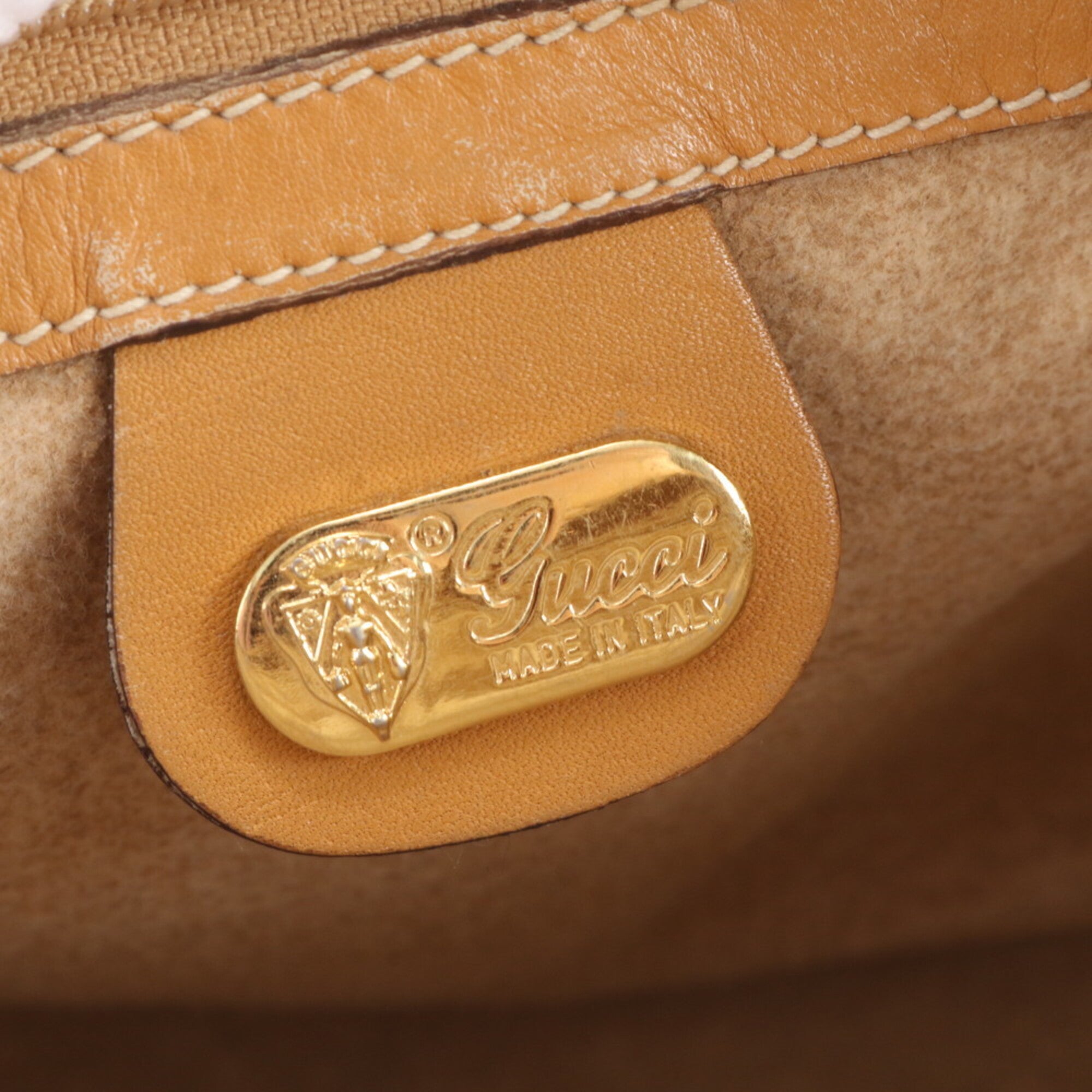 Gucci Beige Brown Leather Coated Canvas Crossbody Bag Shoulder Bag (Pre-Owned)