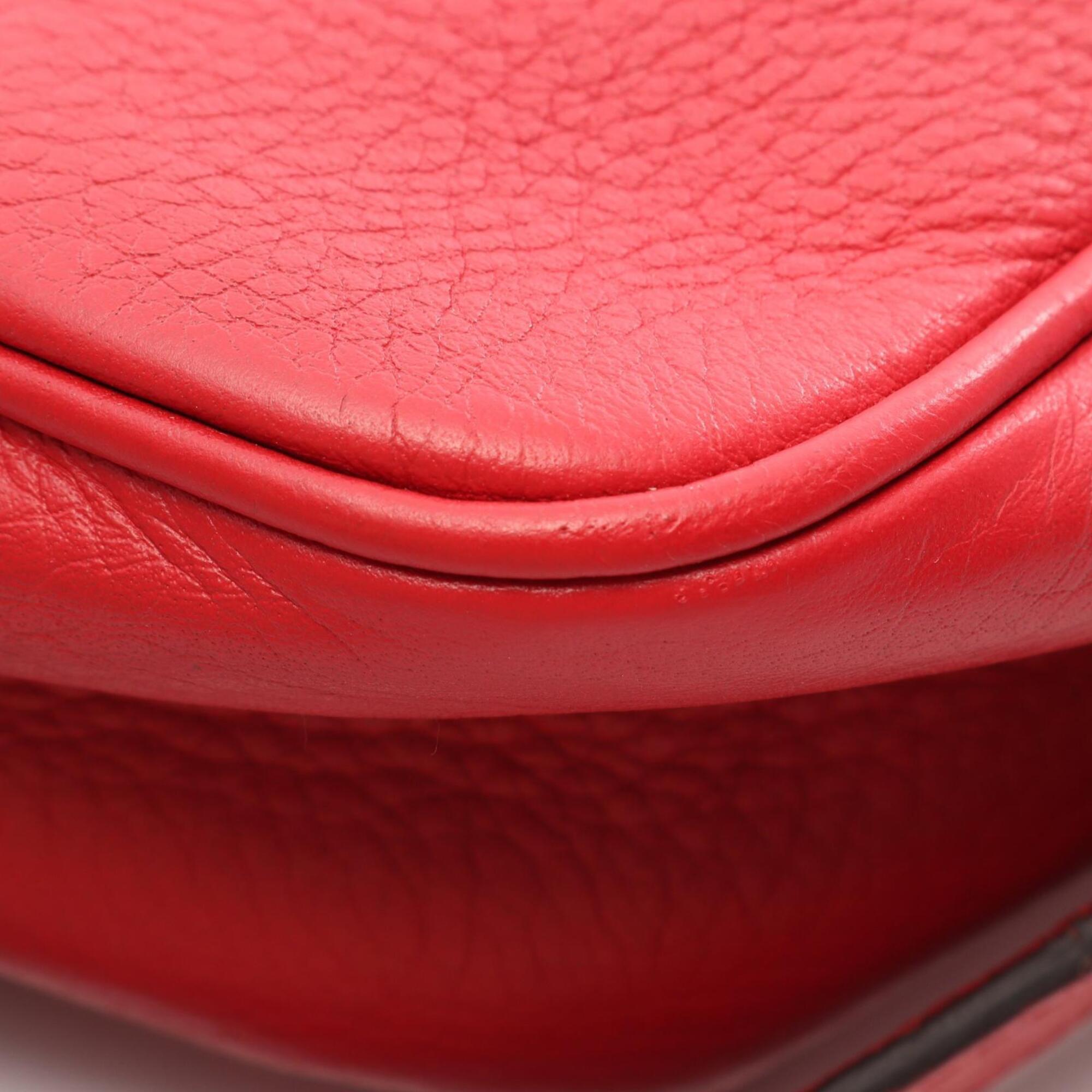 Gucci Red Color Leather Handbag Shoulder Bag (Pre-Owned)